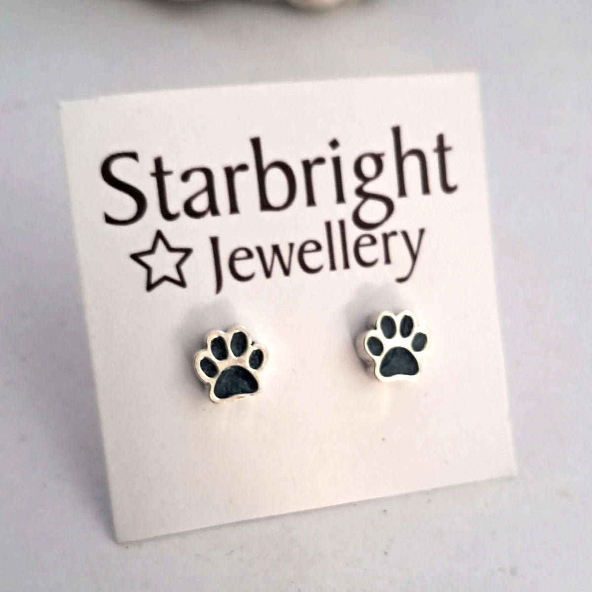 Pawprint Sterling Silver and Resin Stud Earrings