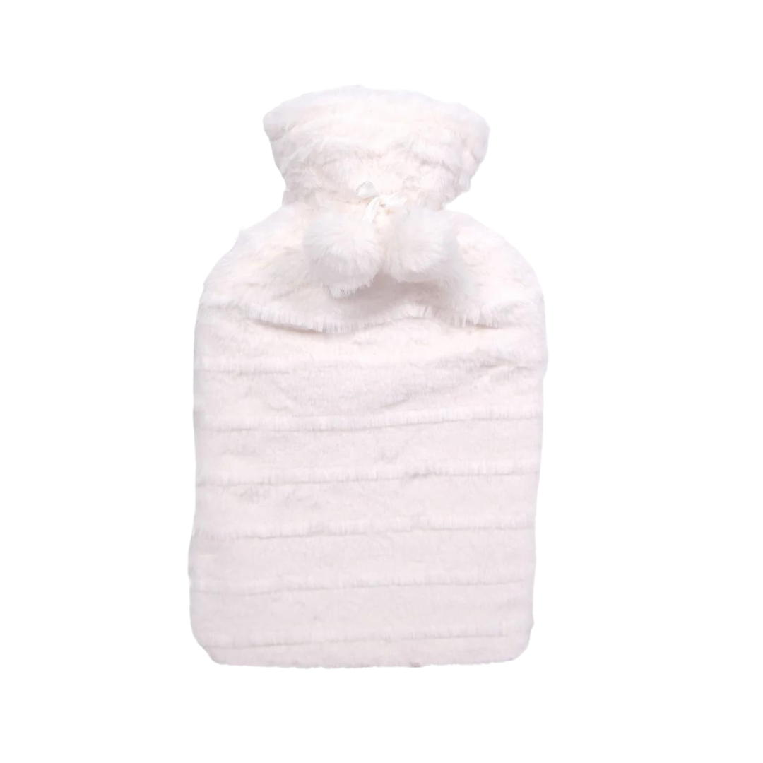 Cosy Hot Water Bottle with Soft Plush Cover (Mint / Cream)