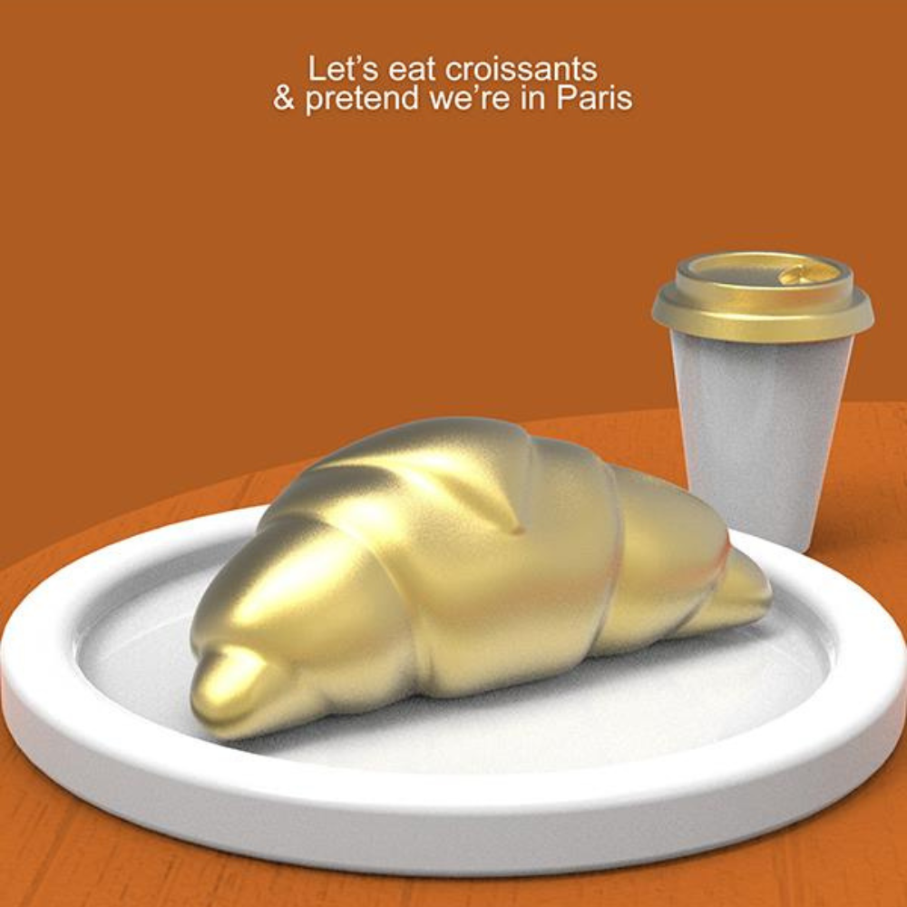 Croissant and Coffee to Go Premium Keyring