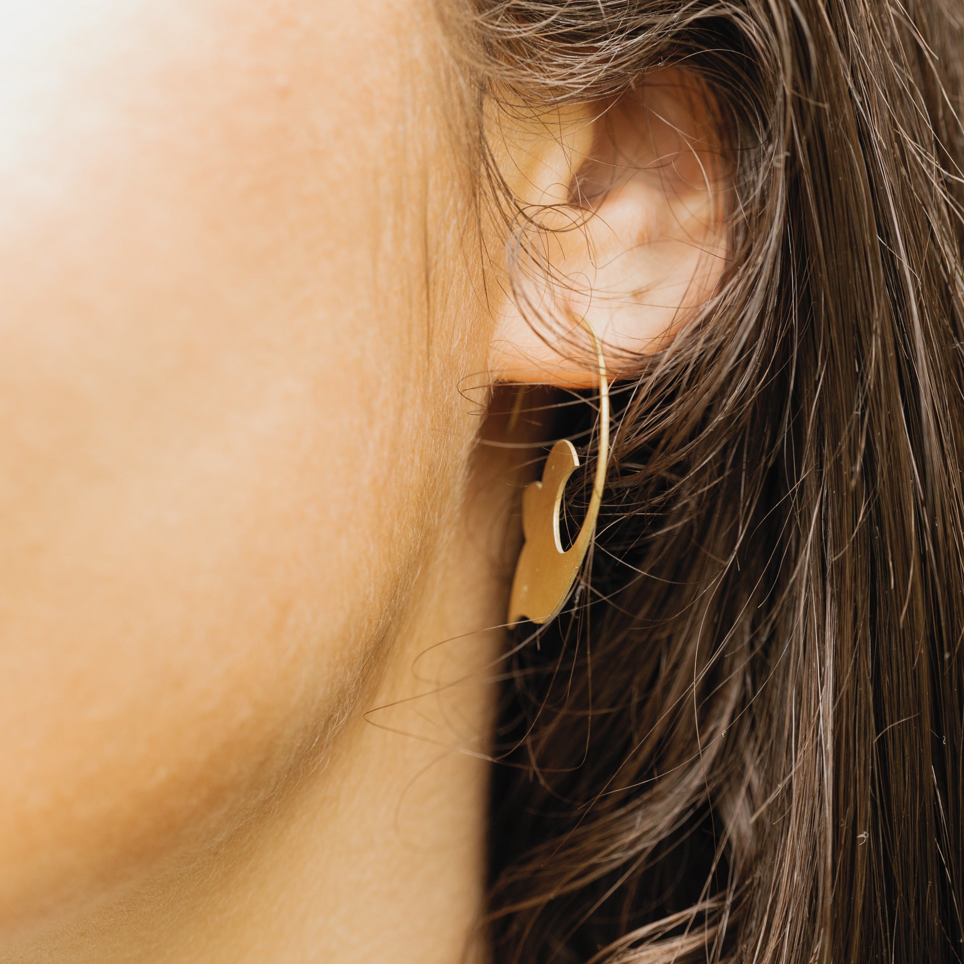 Flower Side Silhouette Earrings (brass or stainless steel)