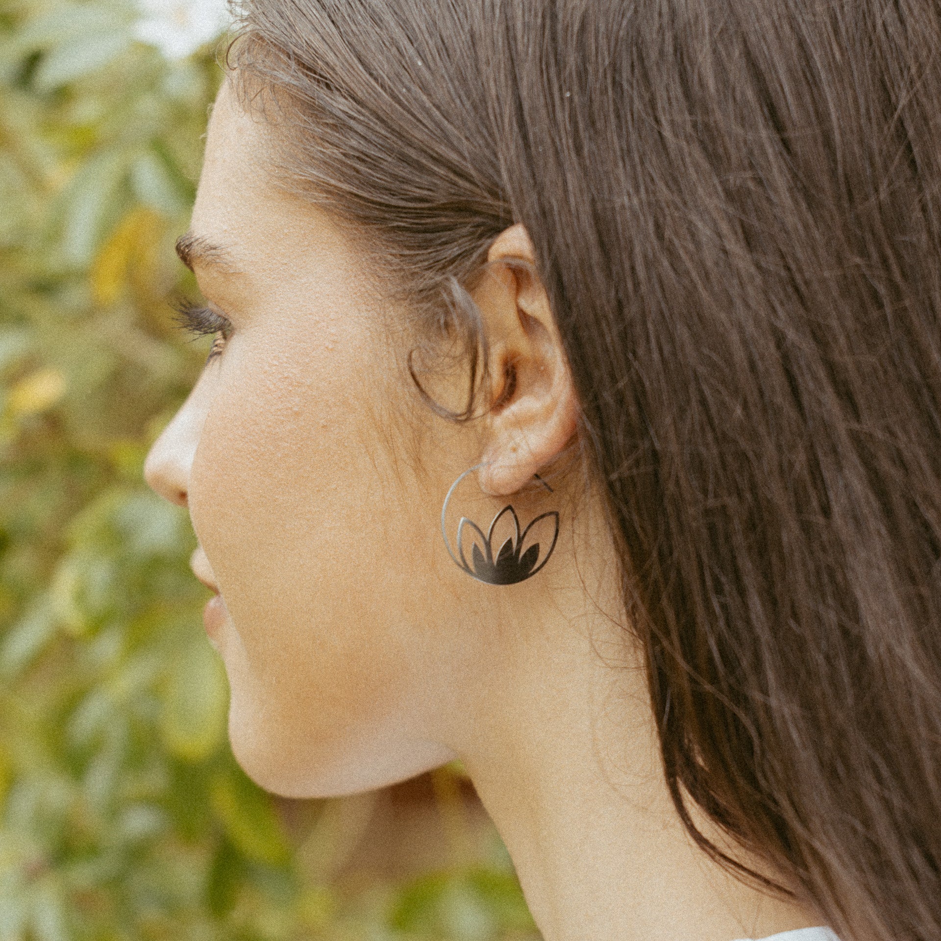 Dahlia Side Silhouette Earrings (brass or stainless steel)