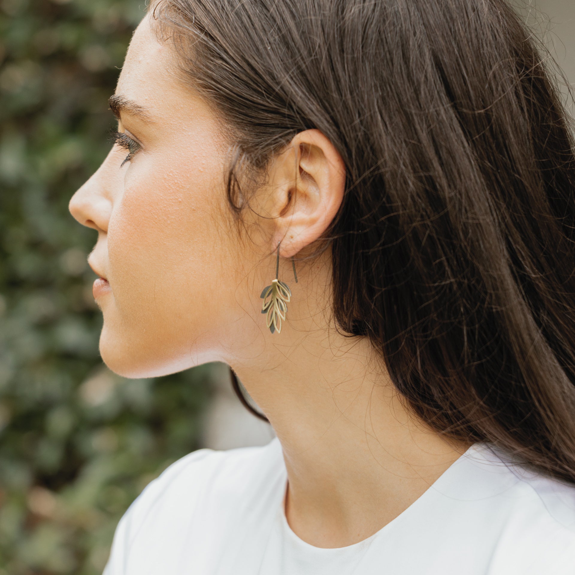 Leaf Drop Earrings with Layer Extensions (brass or stainless steel)