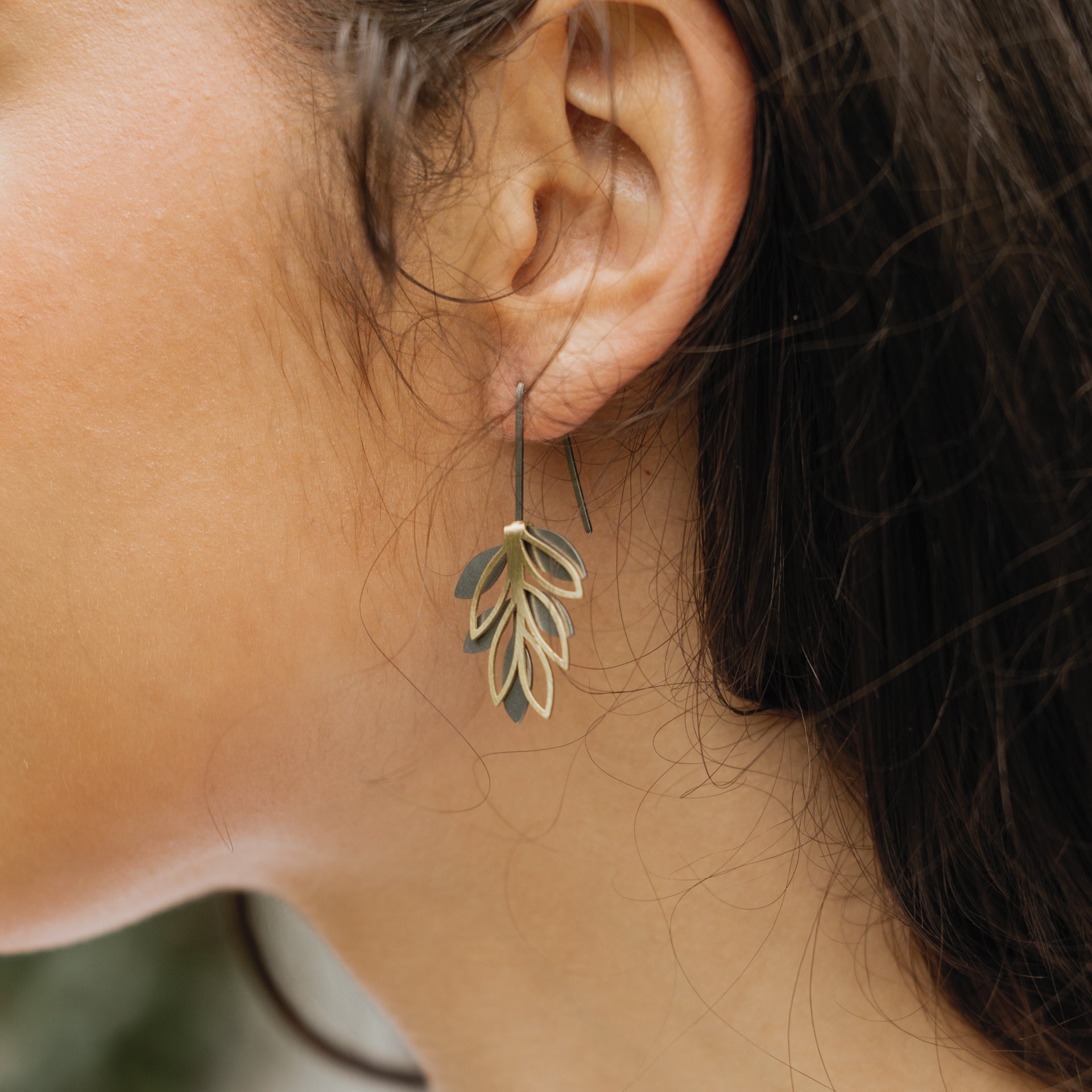 Leaf Drop Earrings with Layer Extensions (brass or stainless steel)