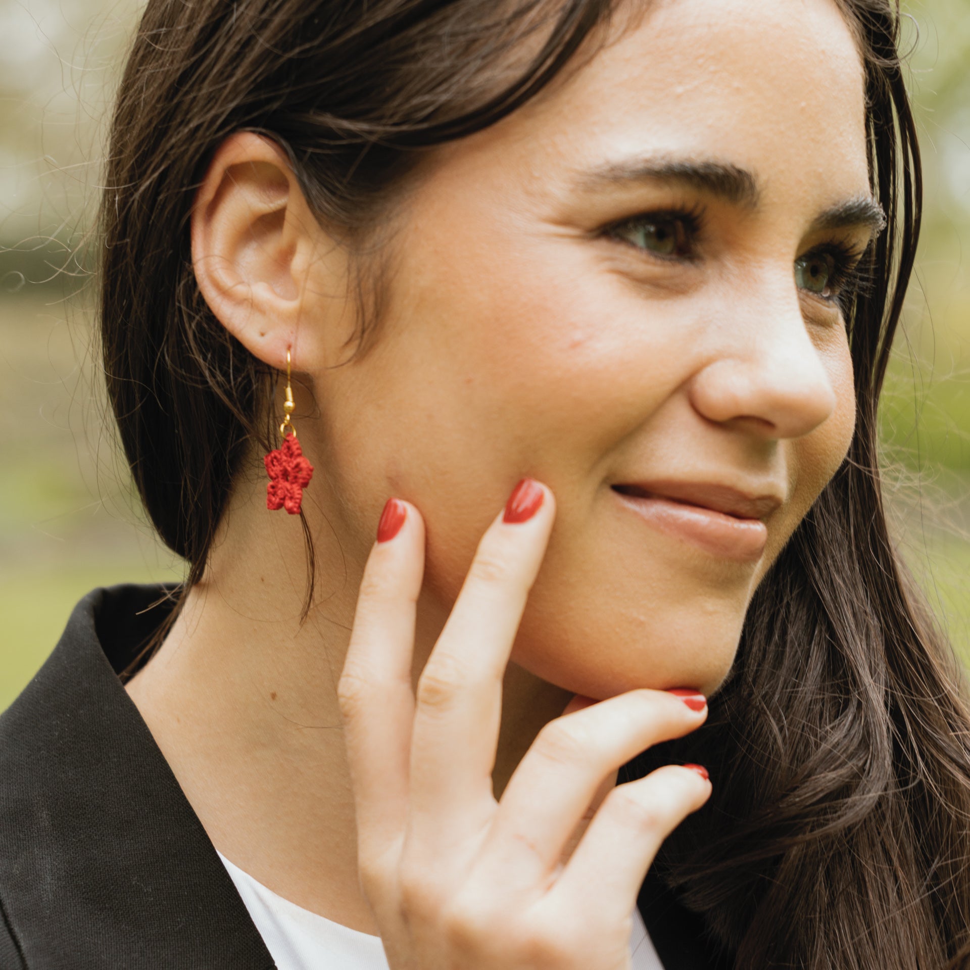 Micro Crochet Flower Dangle Earrings (assorted colours)