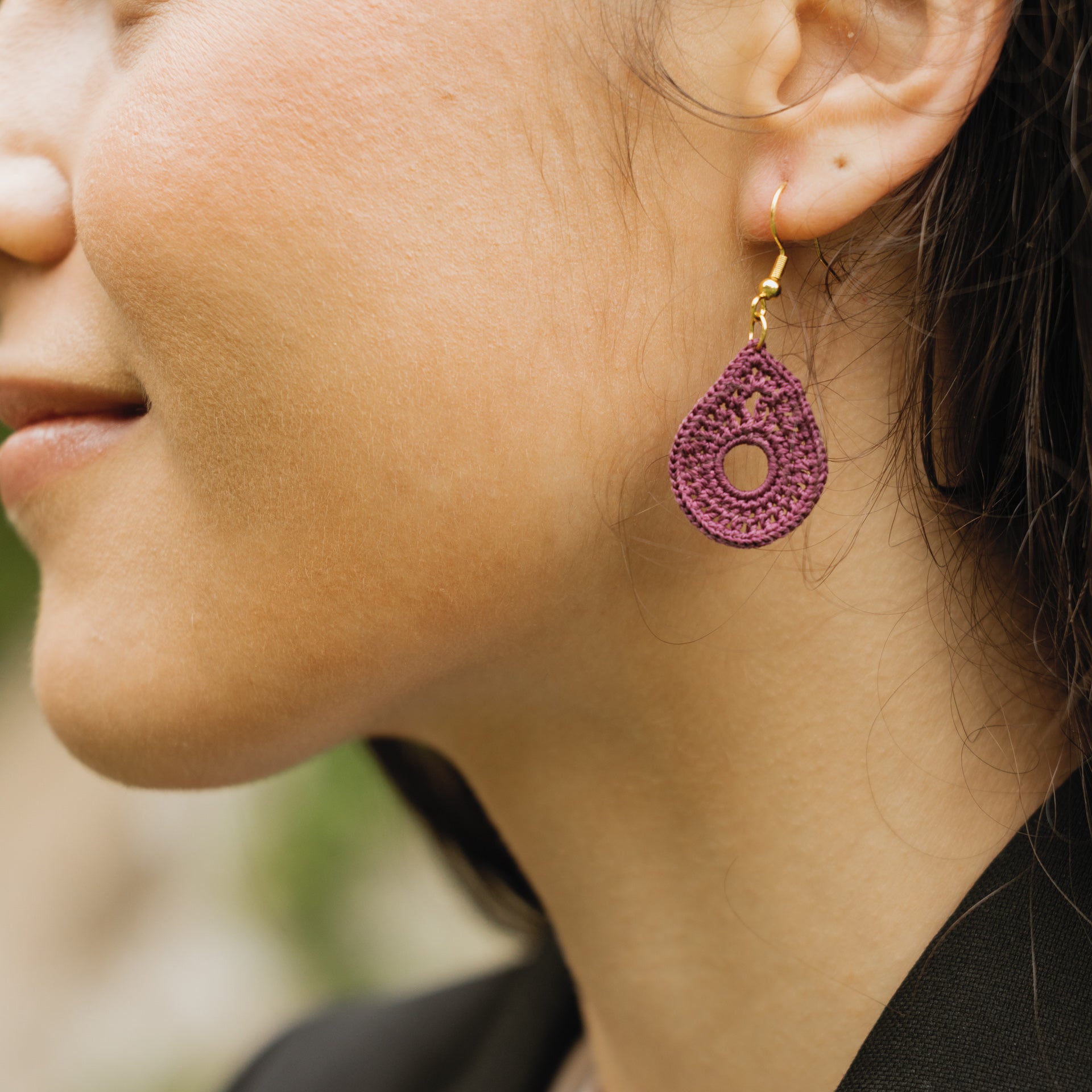 Micro Crochet Teardrop Earrings (assorted colours)