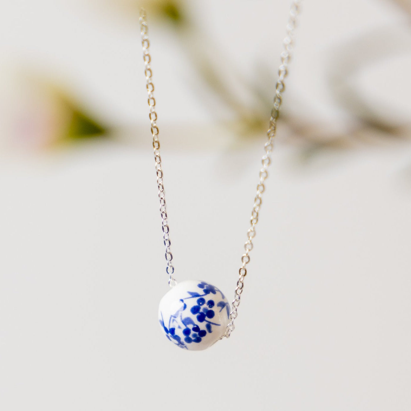 Floral Ceramic Bead Necklace