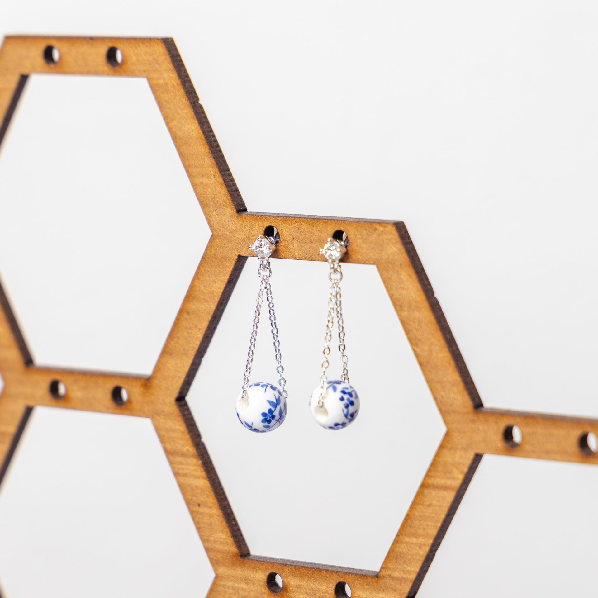 Floral Ceramic Bead Drop Earrings