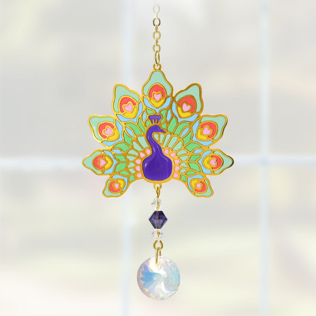 Crystal Dreams Peacock Suncatcher (assorted colours)