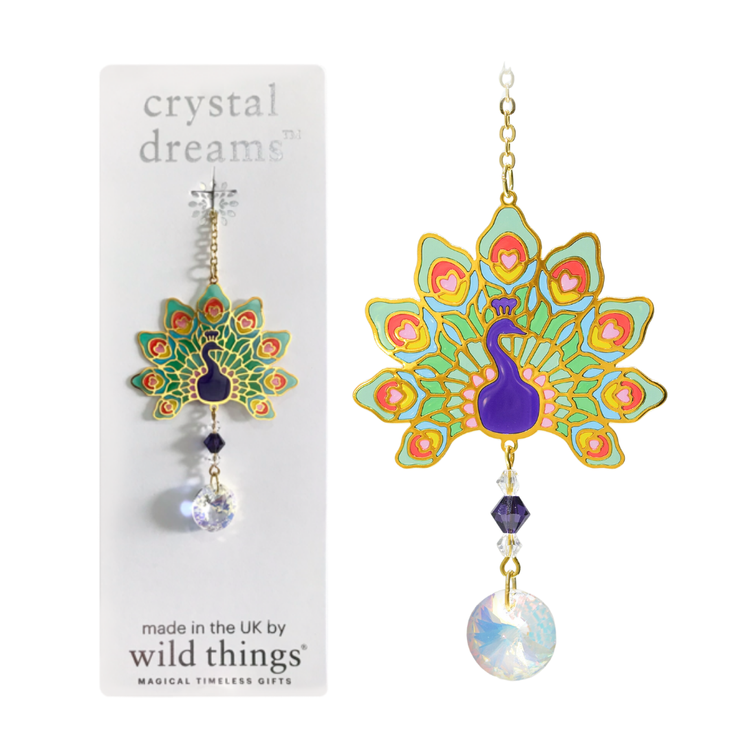 Crystal Dreams Peacock Suncatcher (assorted colours)