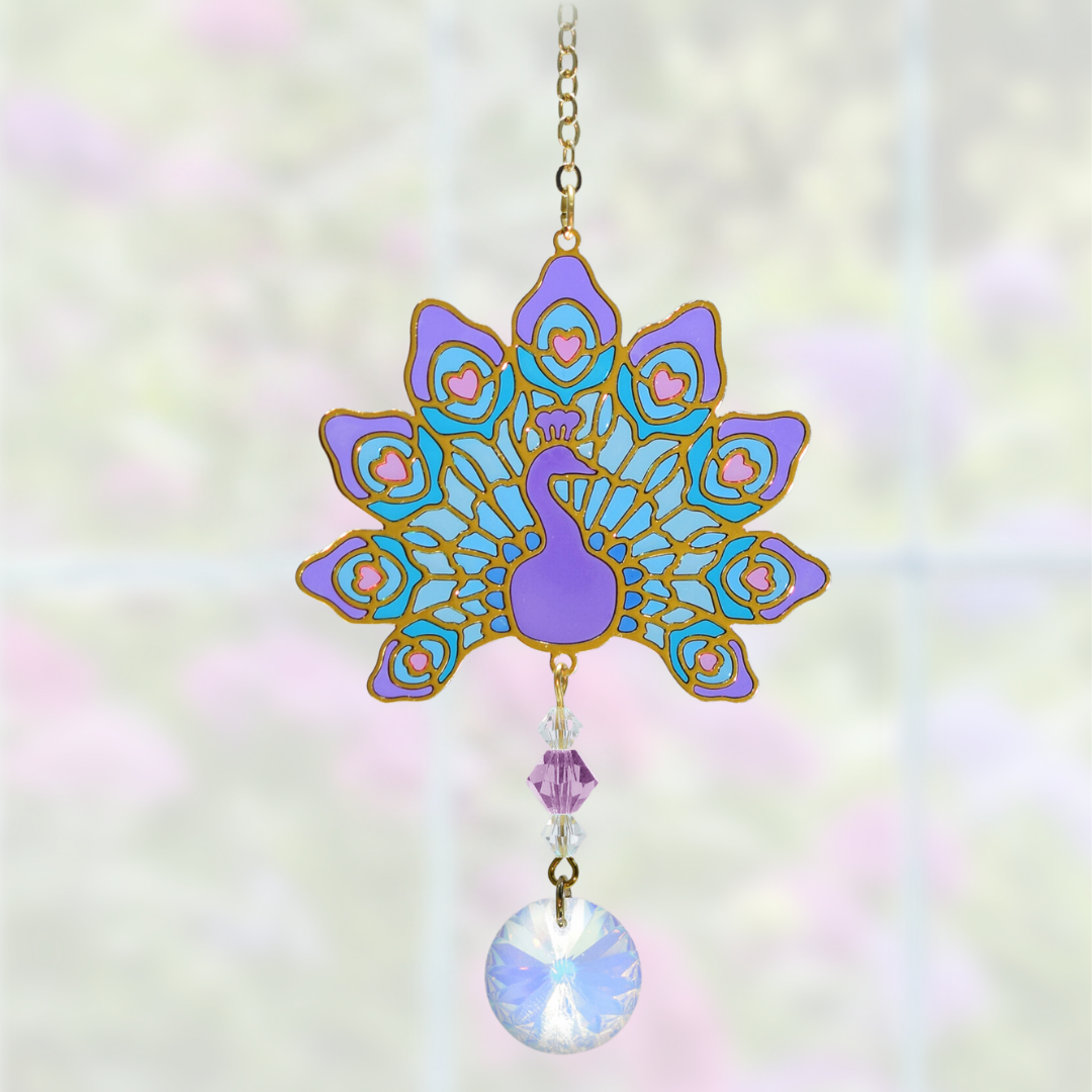 Crystal Dreams Peacock Suncatcher (assorted colours)