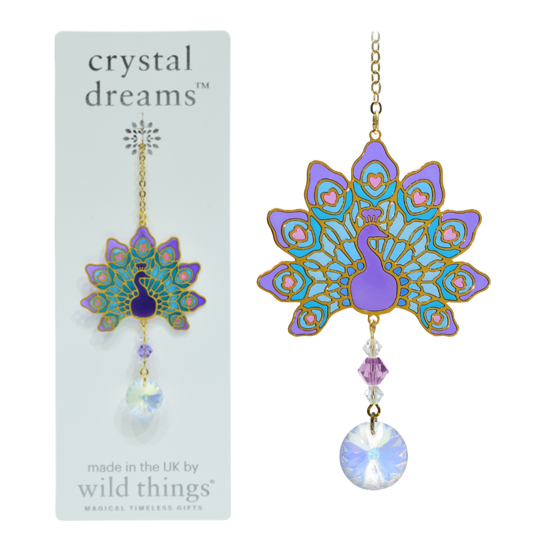 Crystal Dreams Peacock Suncatcher (assorted colours)