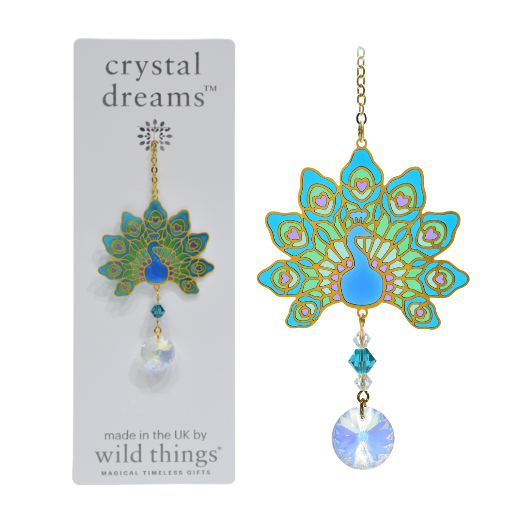 Crystal Dreams Peacock Suncatcher (assorted colours)