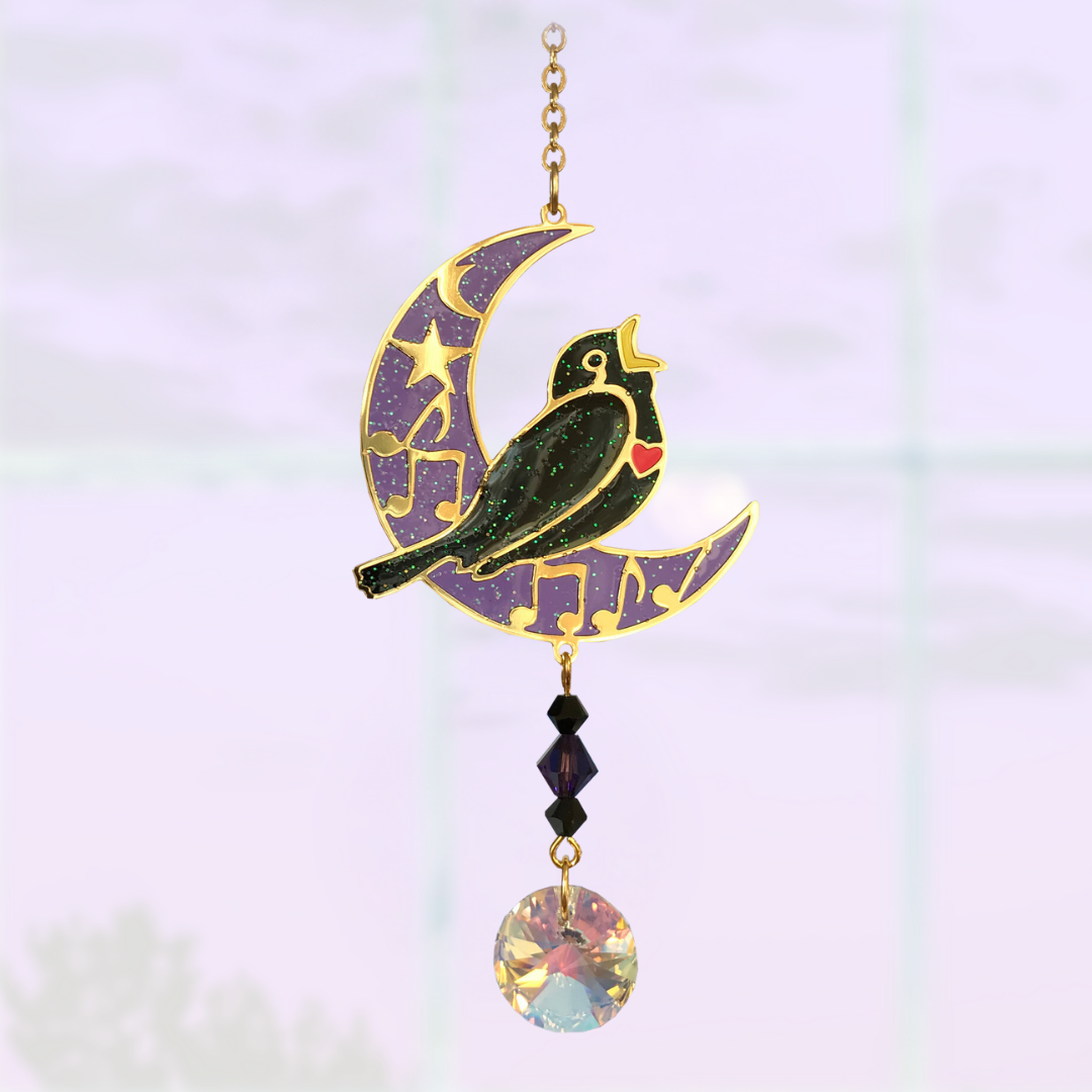 Crystal Dreams Blackbird Suncatcher
