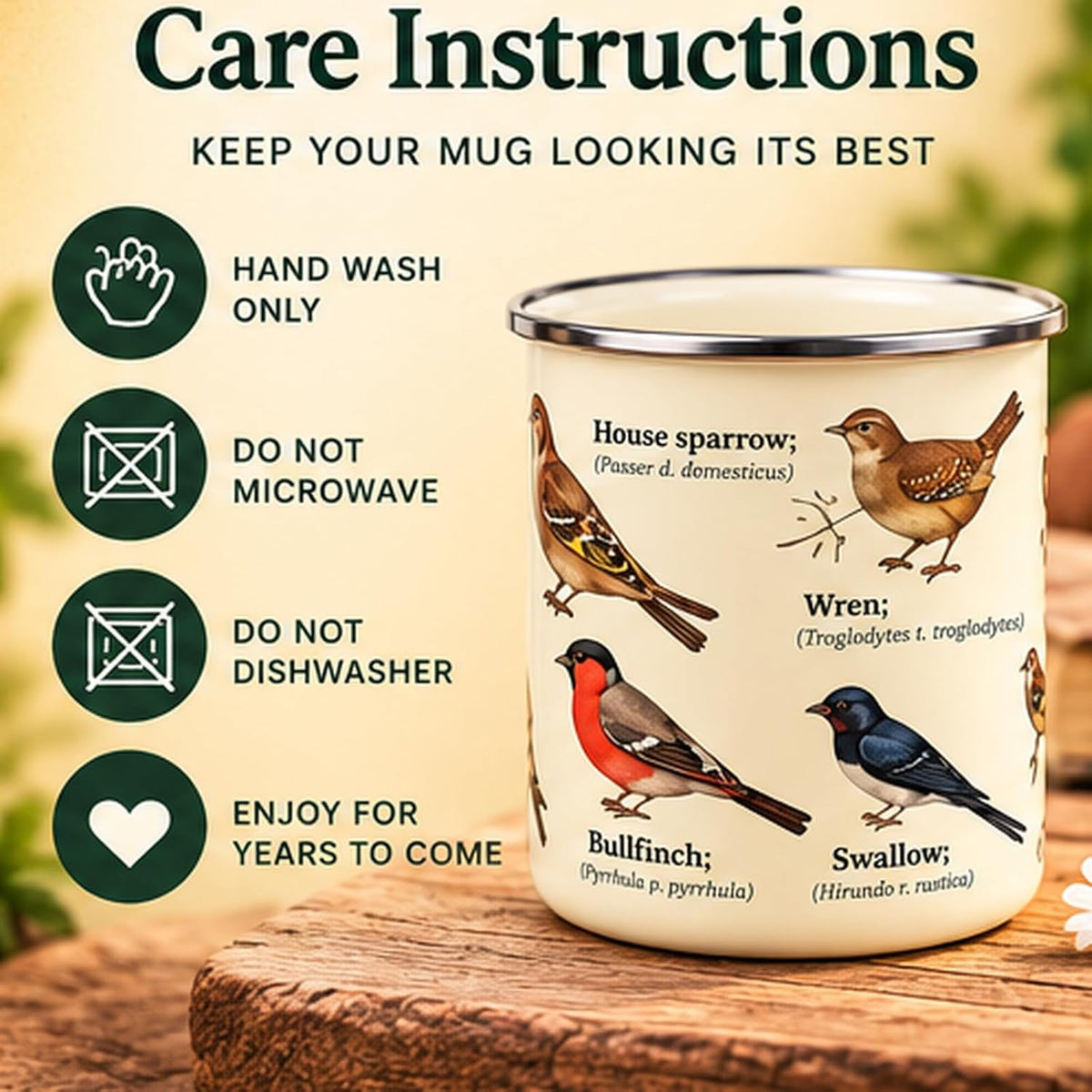 Garden Birds Enamel Mug