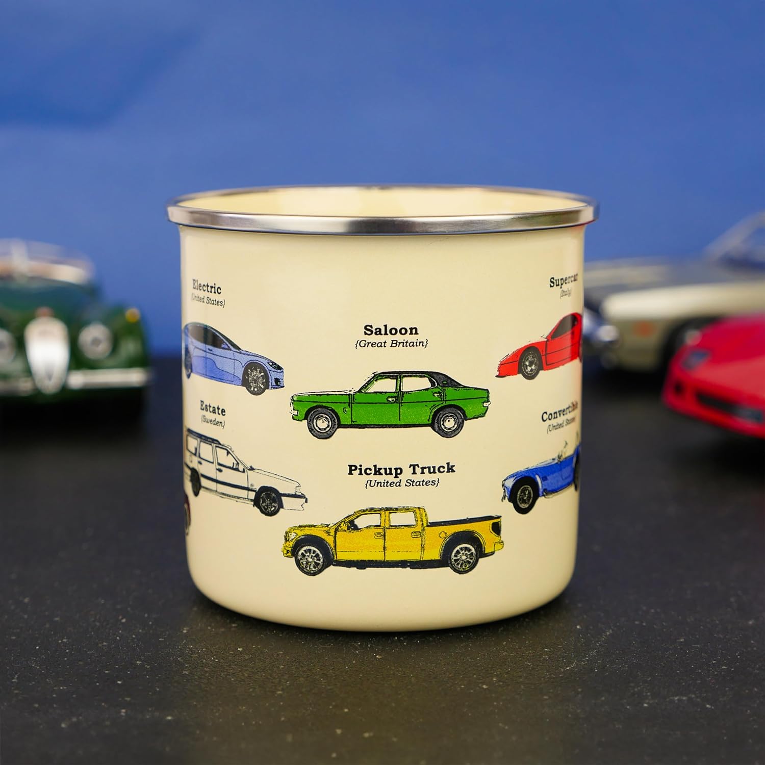 Enamel Mug with Car Design