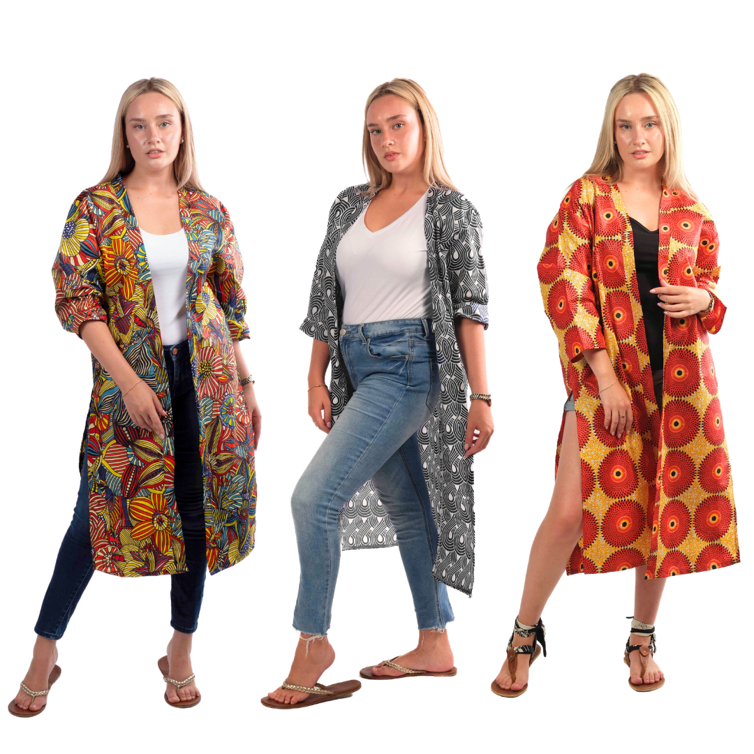 African Wax Print Multi-Wear Kimonos (assorted designs)