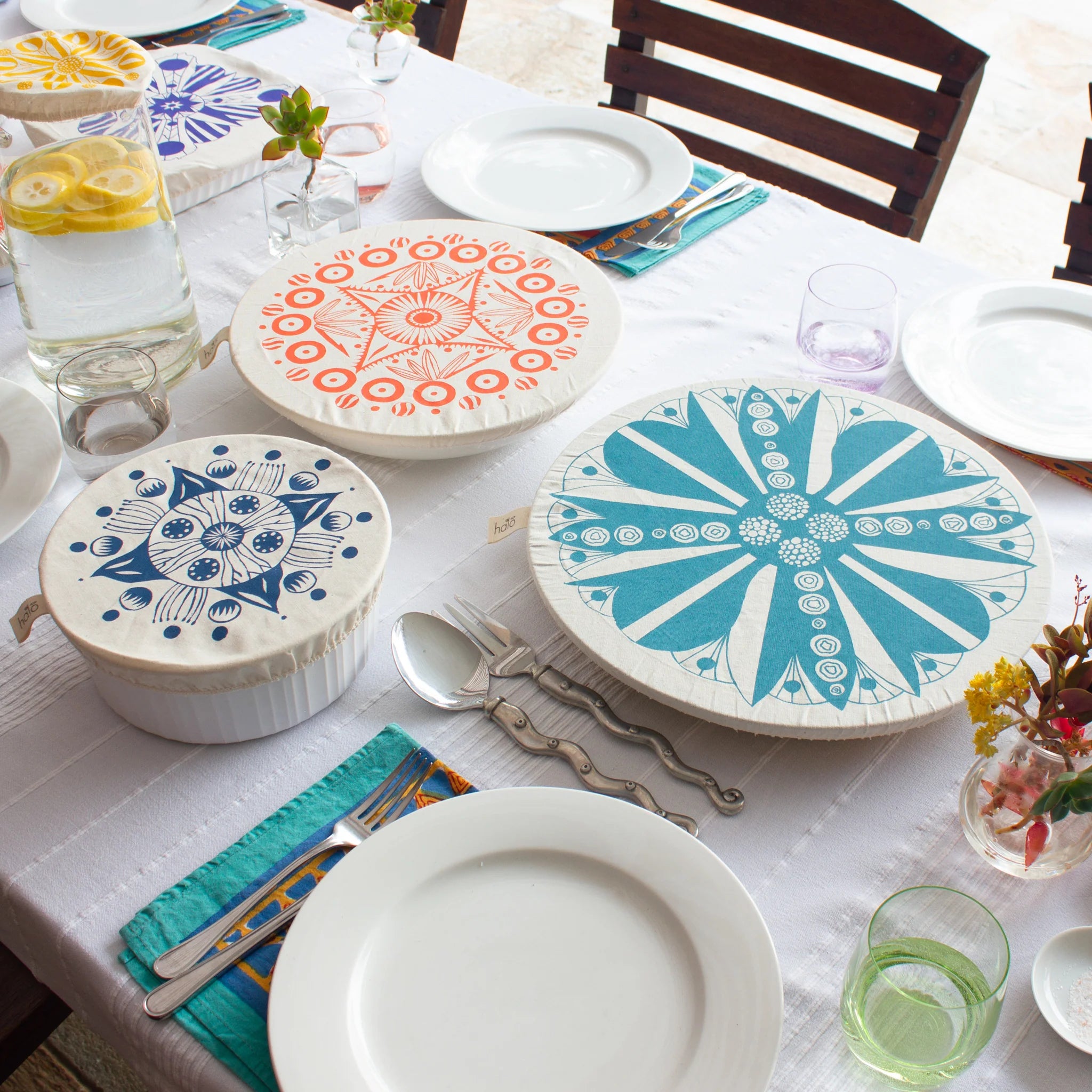 Halo "Aloe" Cotton Dish Covers (assorted sizes, round and square)