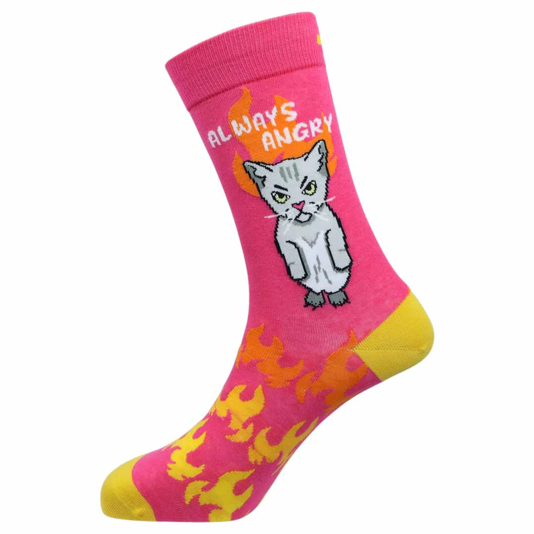 Men's "Always Angry" Kitty Cotton Socks