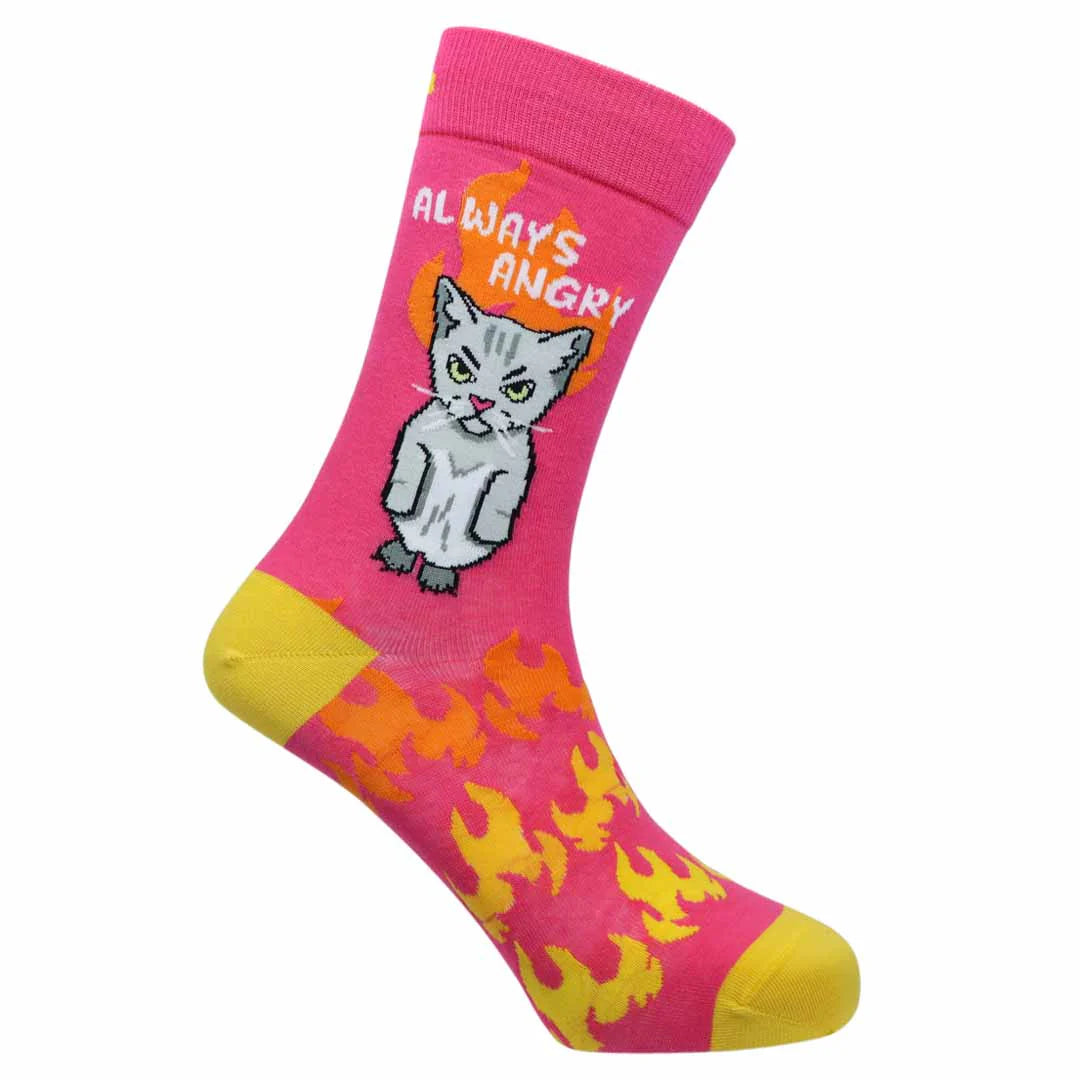 Men's "Always Angry" Kitty Cotton Socks