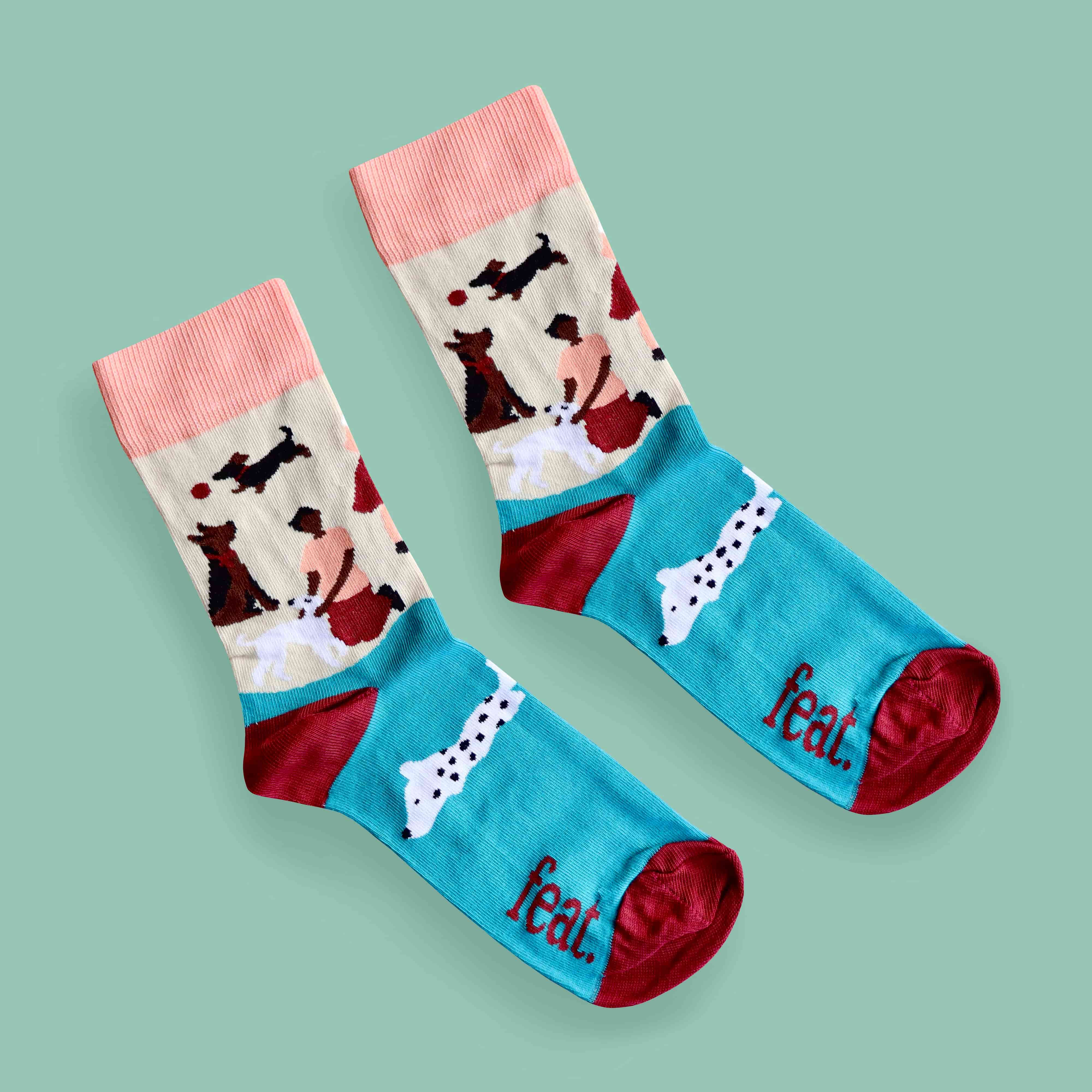 "Beach Walkies" Dog-Walking Socks (His & Hers sizes)