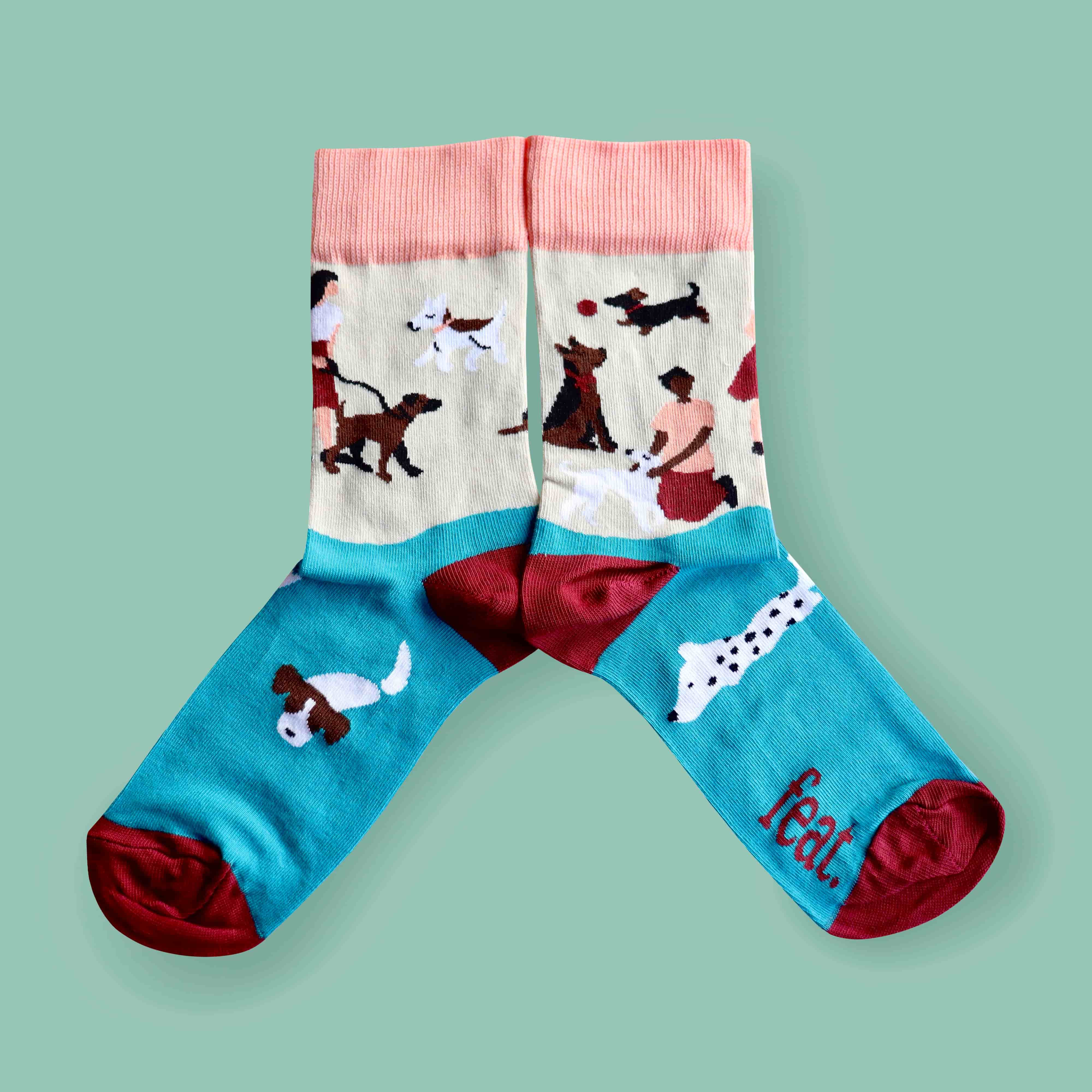 "Beach Walkies" Dog-Walking Socks (His & Hers sizes)