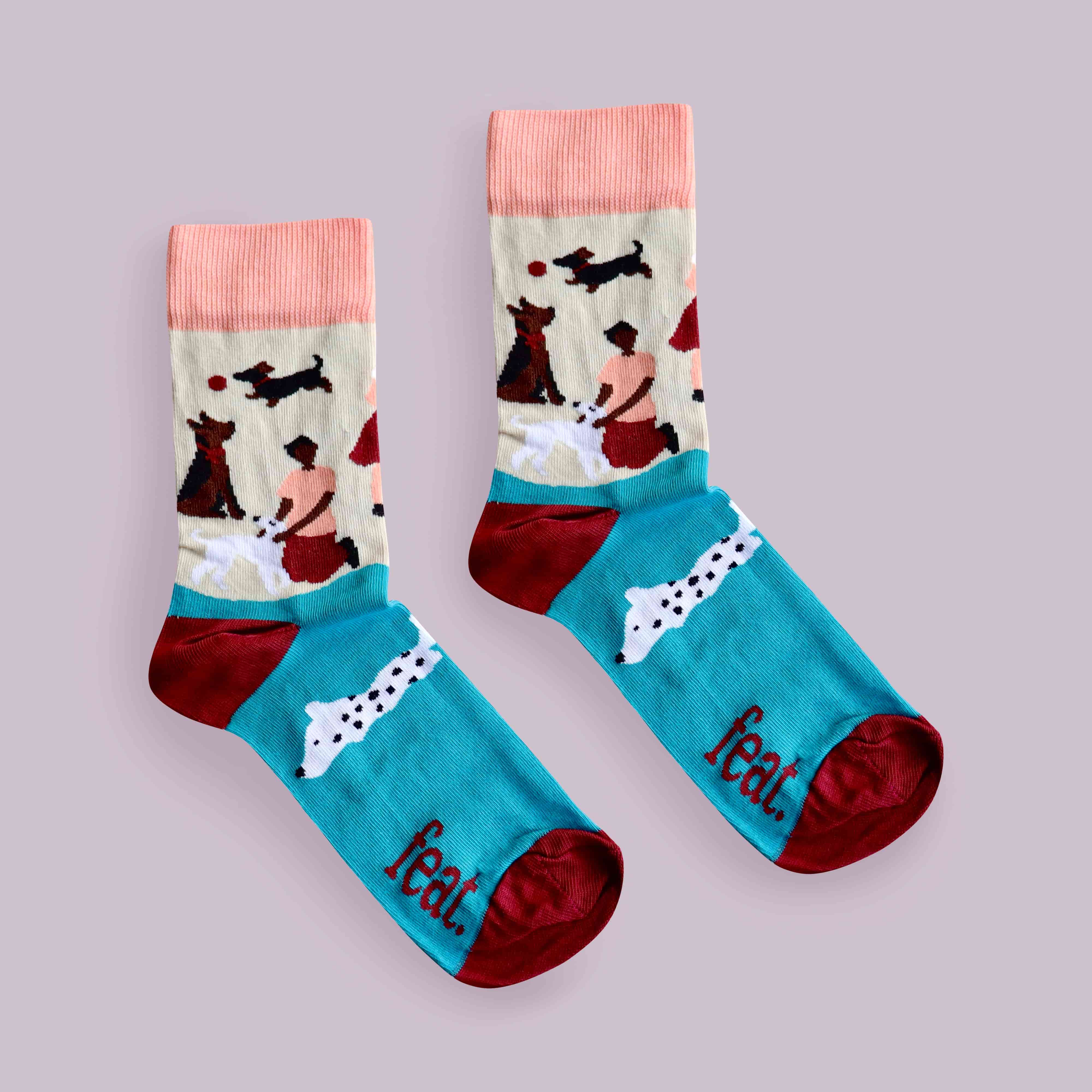 "Beach Walkies" Dog-Walking Socks (His & Hers sizes)
