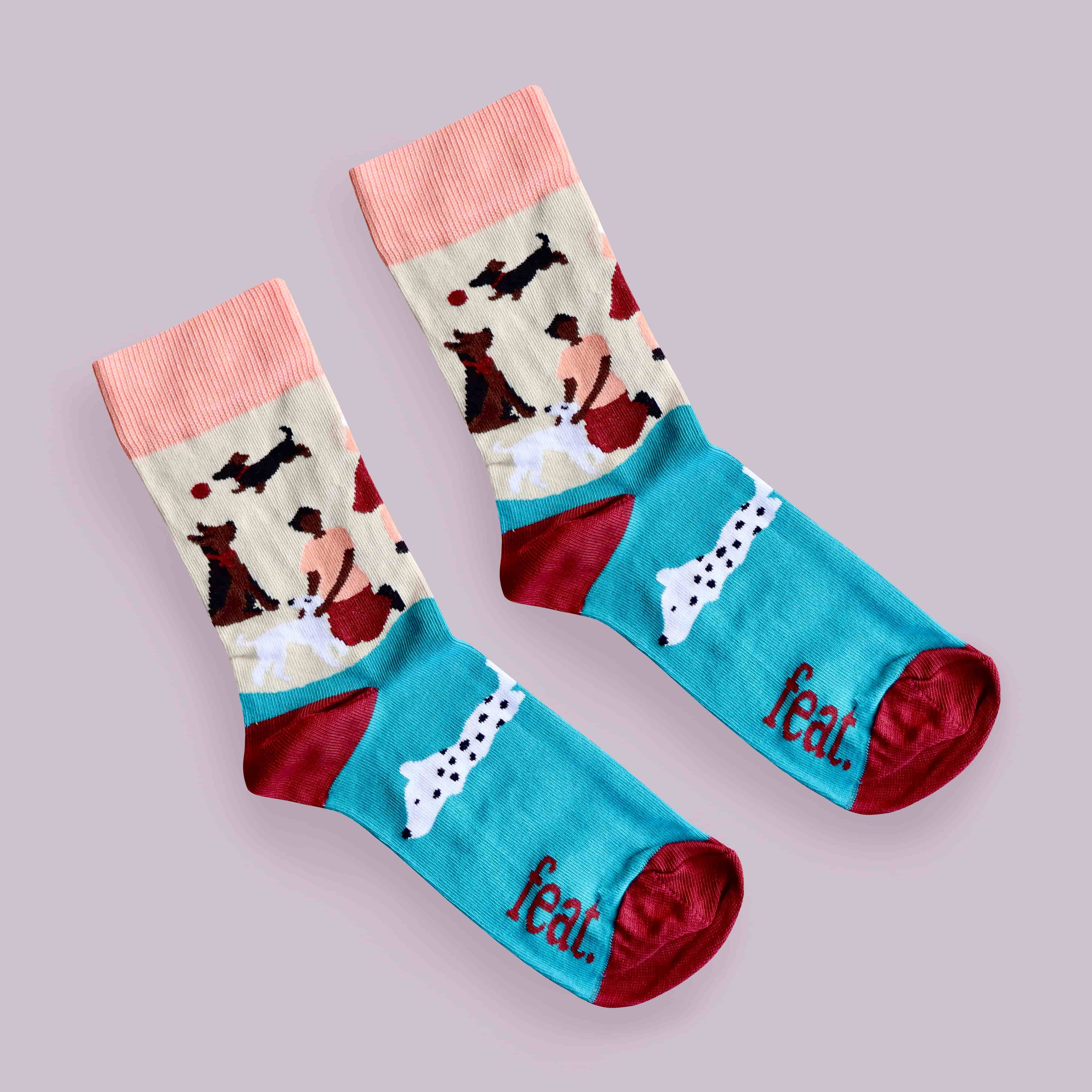 "Beach Walkies" Dog-Walking Socks (His & Hers sizes)