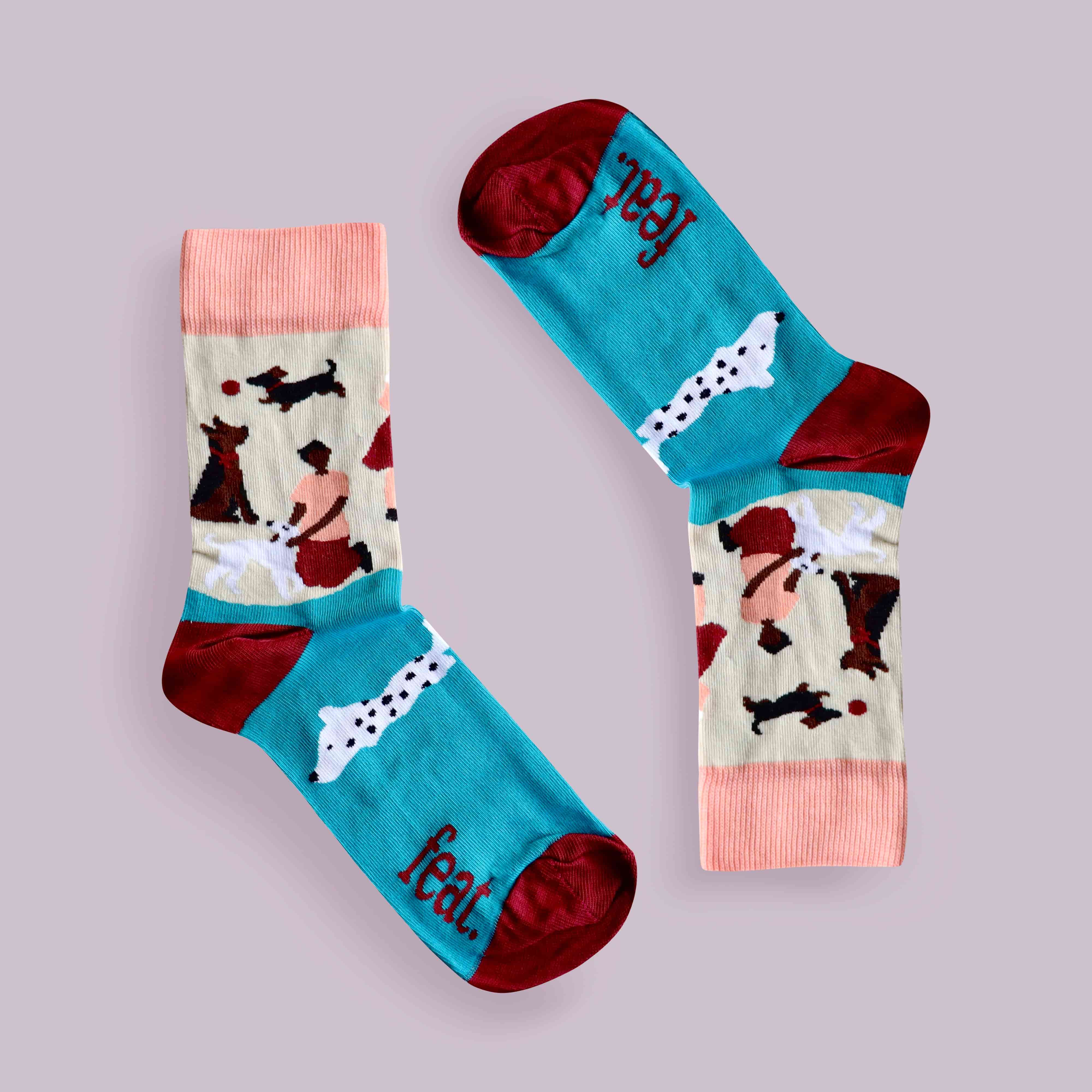 "Beach Walkies" Dog-Walking Socks (His & Hers sizes)