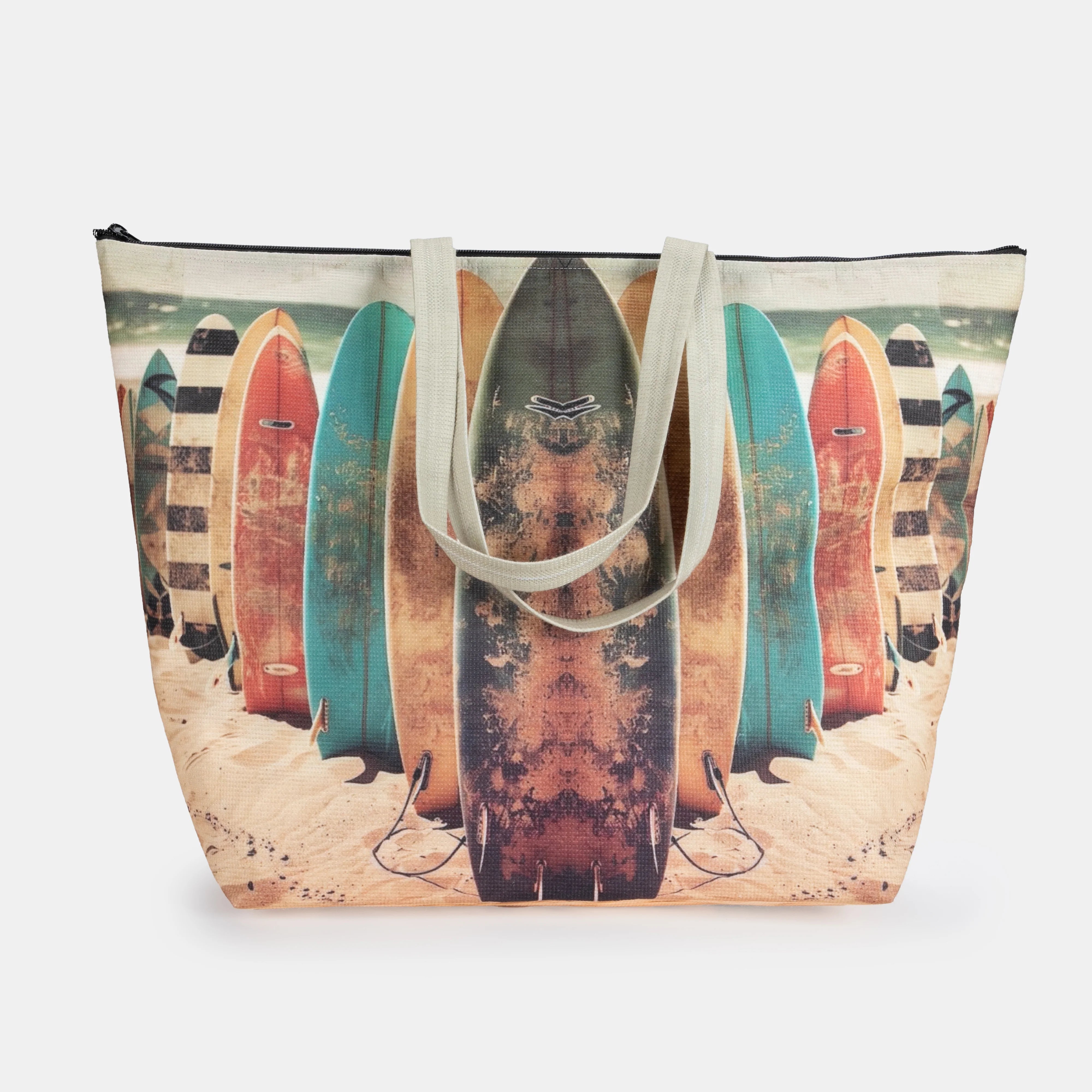 Vintage Surfboards XL Reusable Shopper with Zip