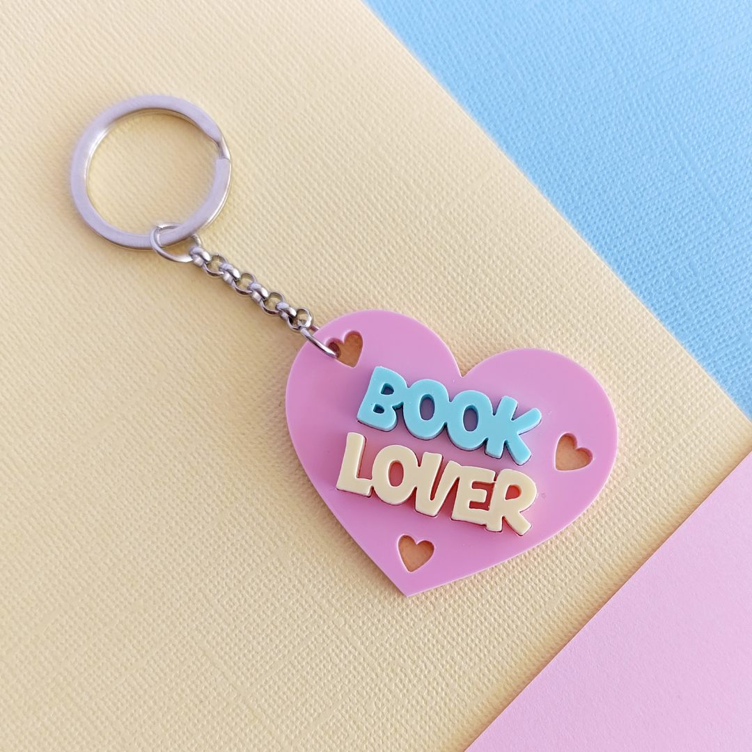 "Book Lover" Acrylic Keyring