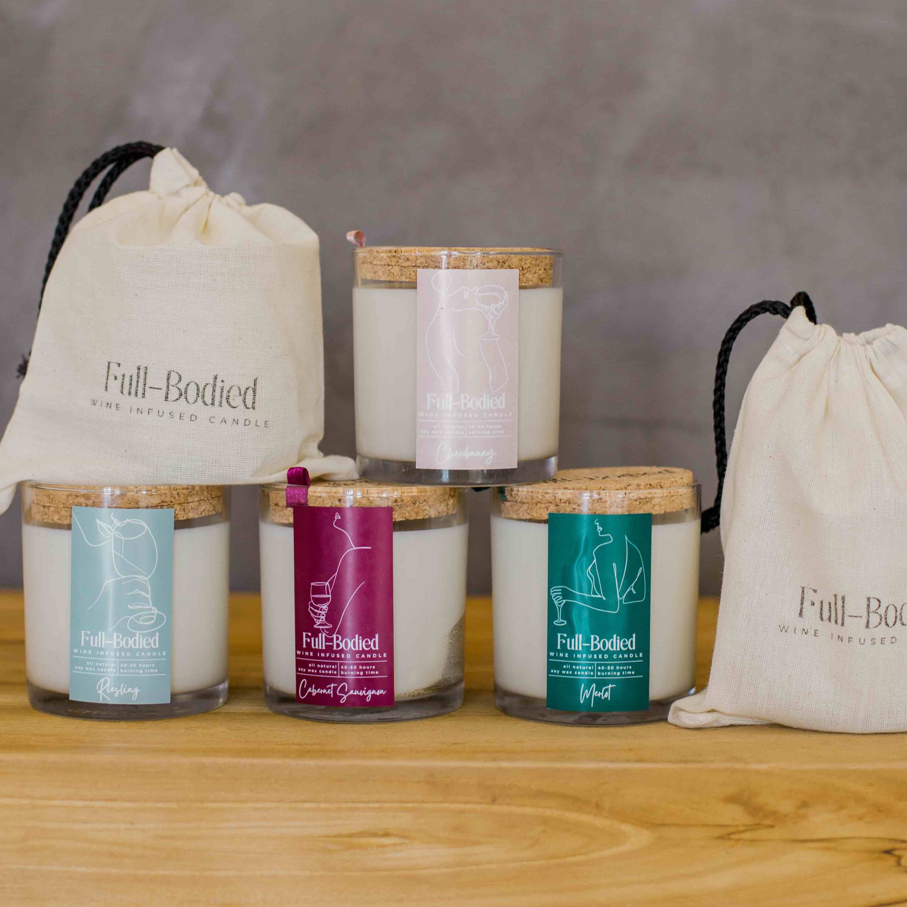 Wine-Infused Natural Soy Wax Scented Candles (assorted)