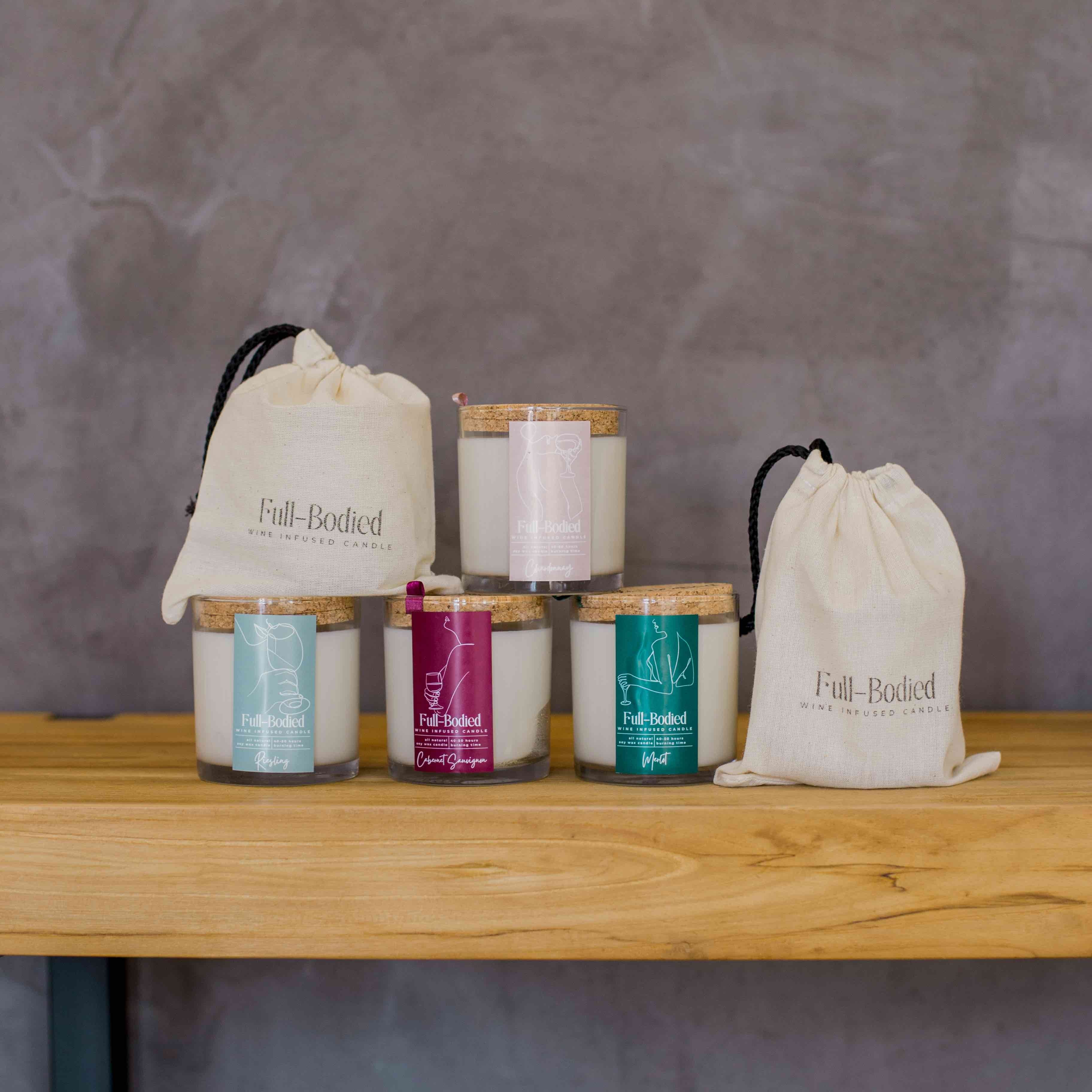 Wine-Infused Natural Soy Wax Scented Candles (assorted)