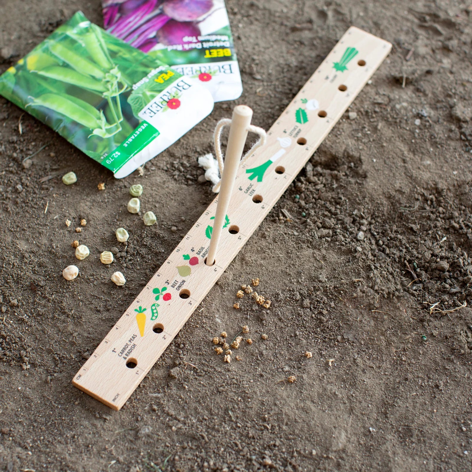 Seeding Ruler and Dibber Gardening Tool