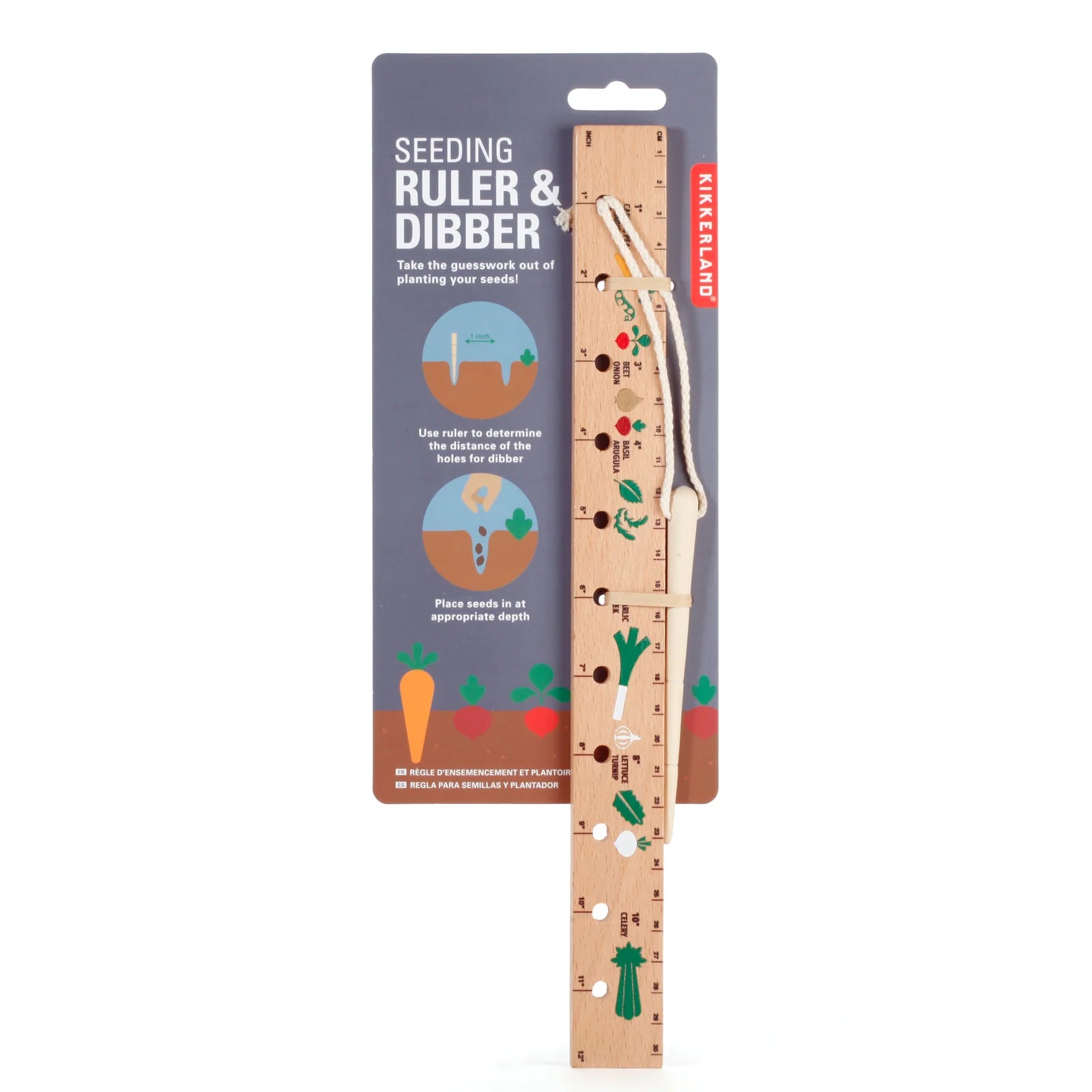 Seeding Ruler and Dibber Gardening Tool