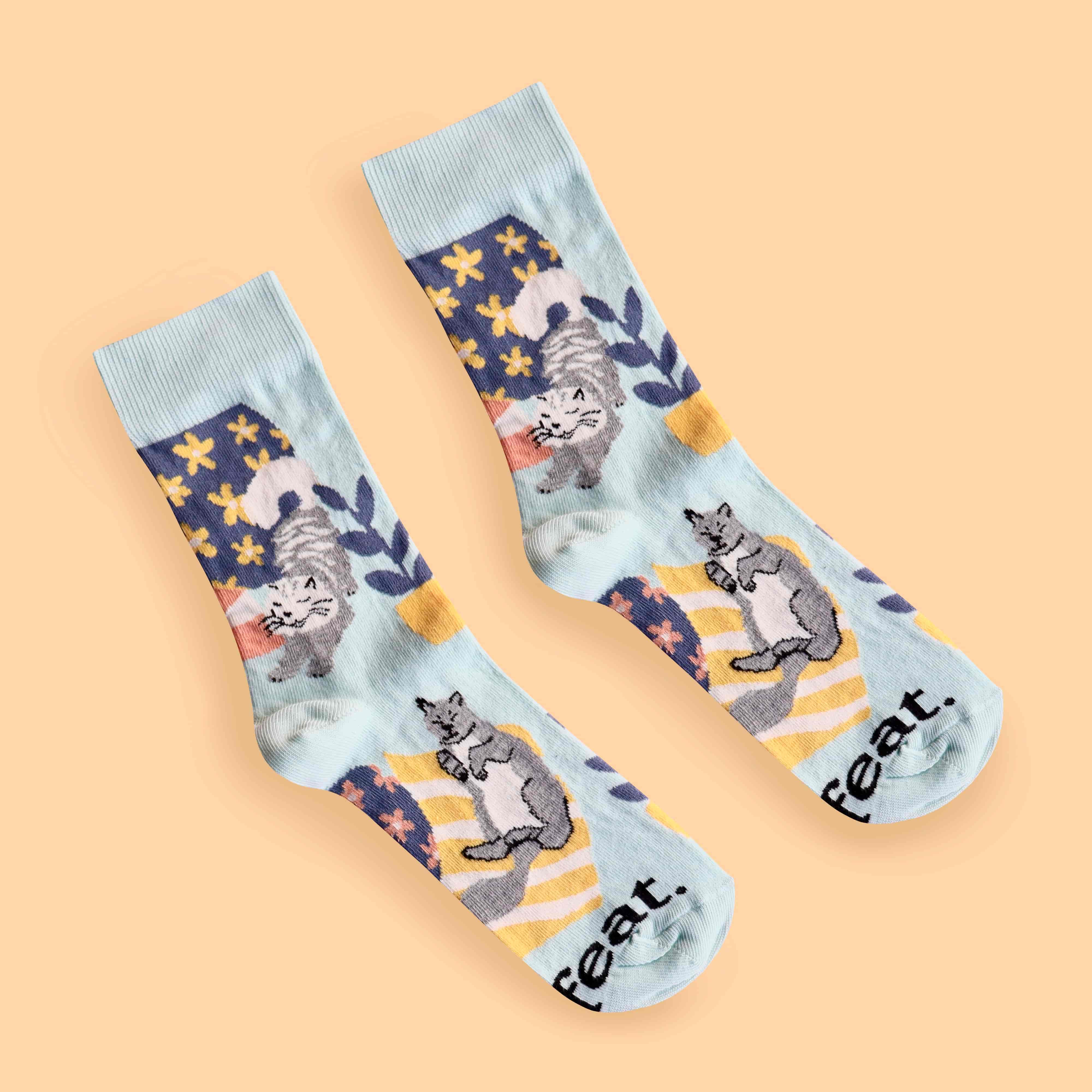 "Cat on the Mat" Kitty Socks (His & Hers sizes)