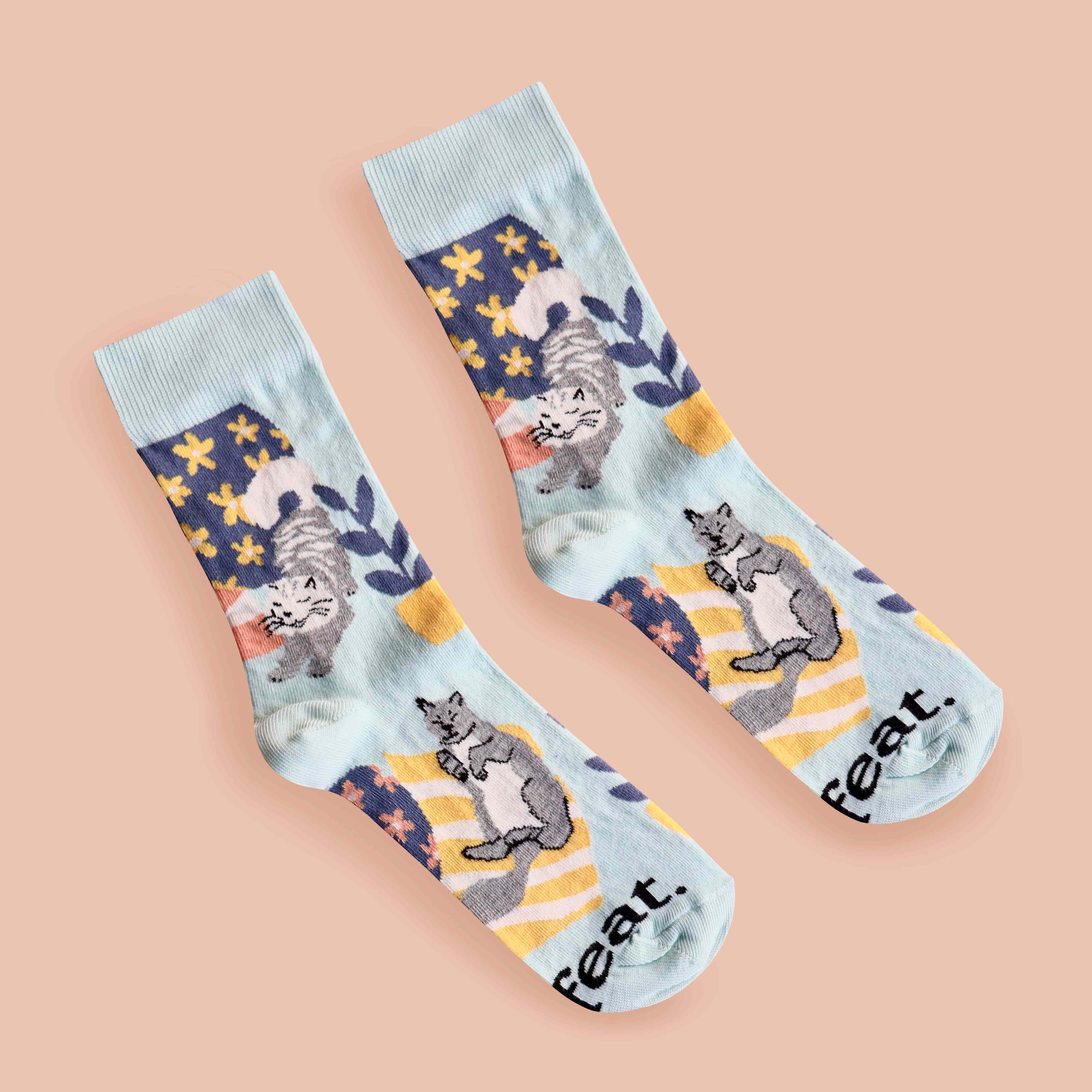 "Cat on the Mat" Kitty Socks (His & Hers sizes)