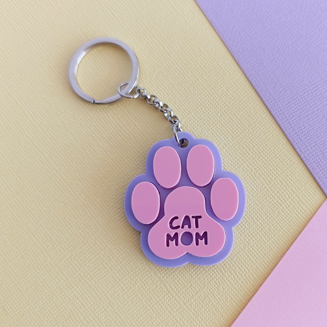 "Dog Mom" / "Cat Mom" Acrylic Keyring