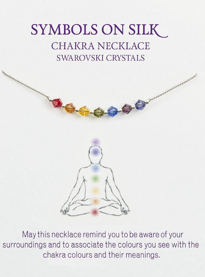 Swarovski Crystal Chakra Necklace on Silk