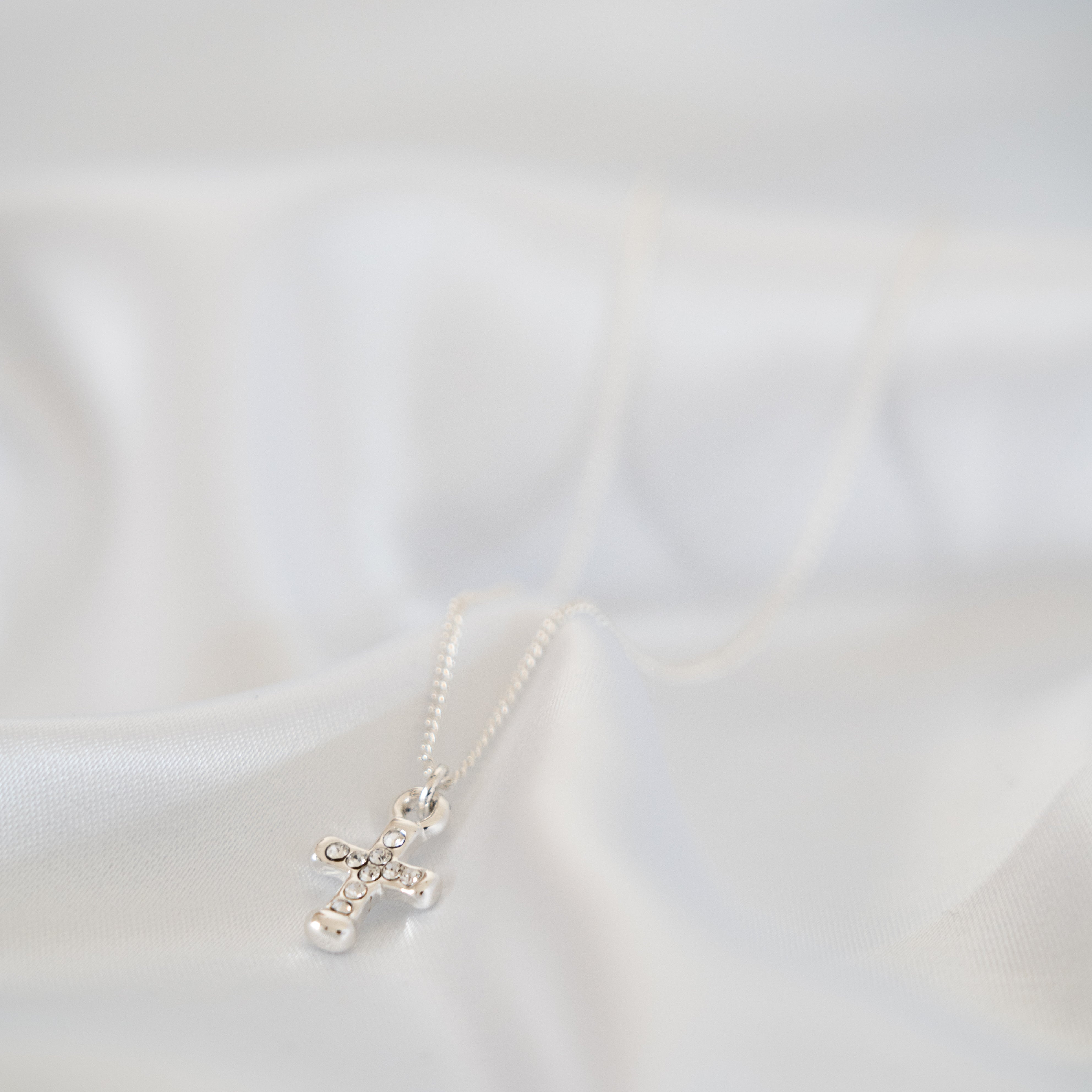 Dainty Diamanté Cross Christening/Confirmation Keepsake Necklace