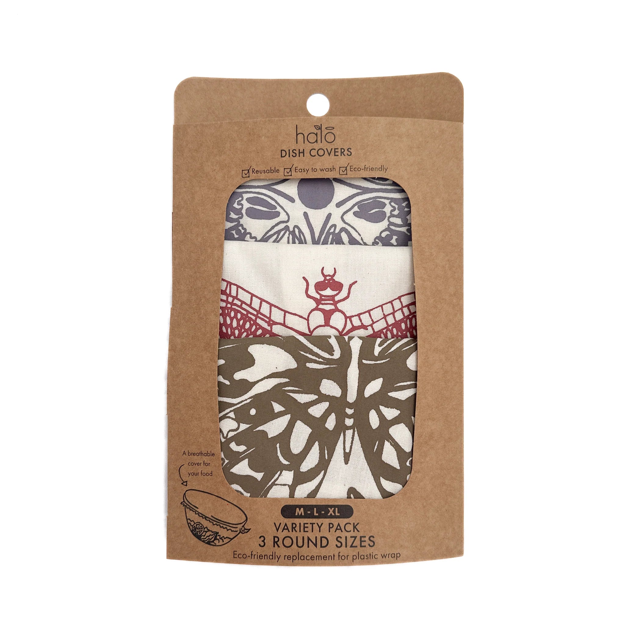 Halo "Butterflies and Dragonflies" Cotton Dish Covers (Large Set of 3)