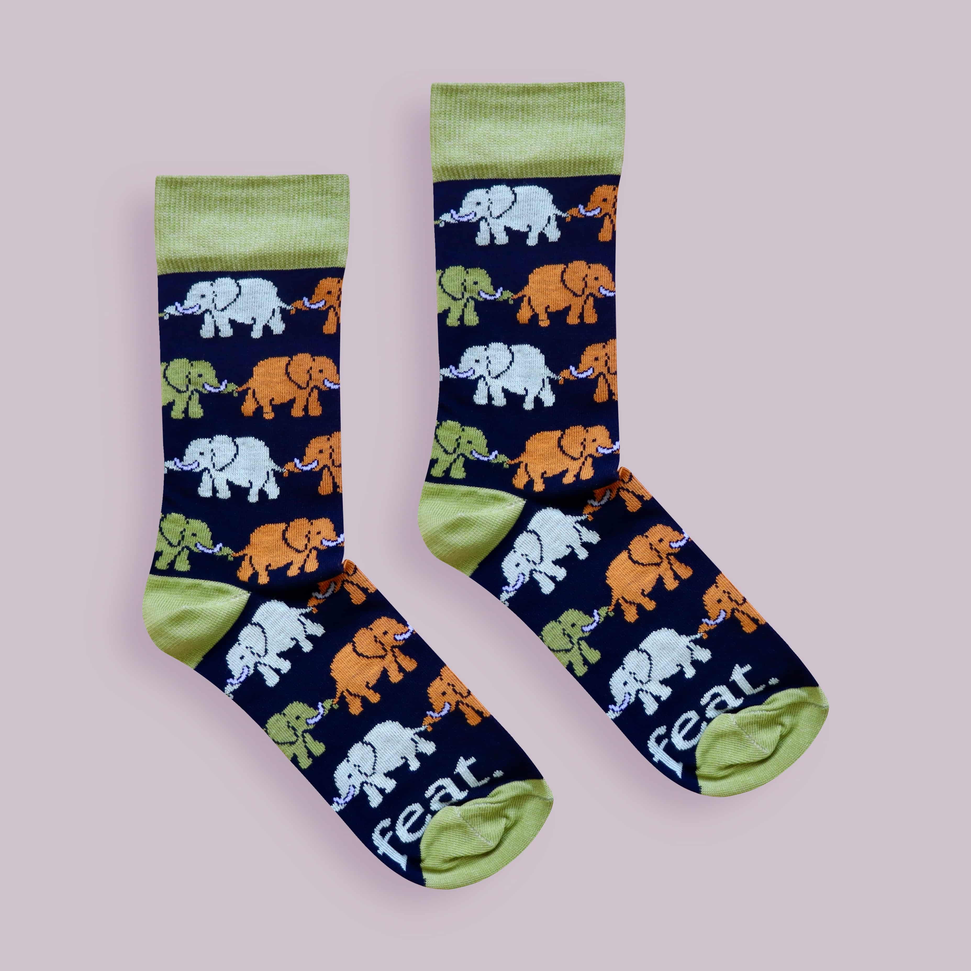 Elephant Train Socks (His & Hers Sizes)