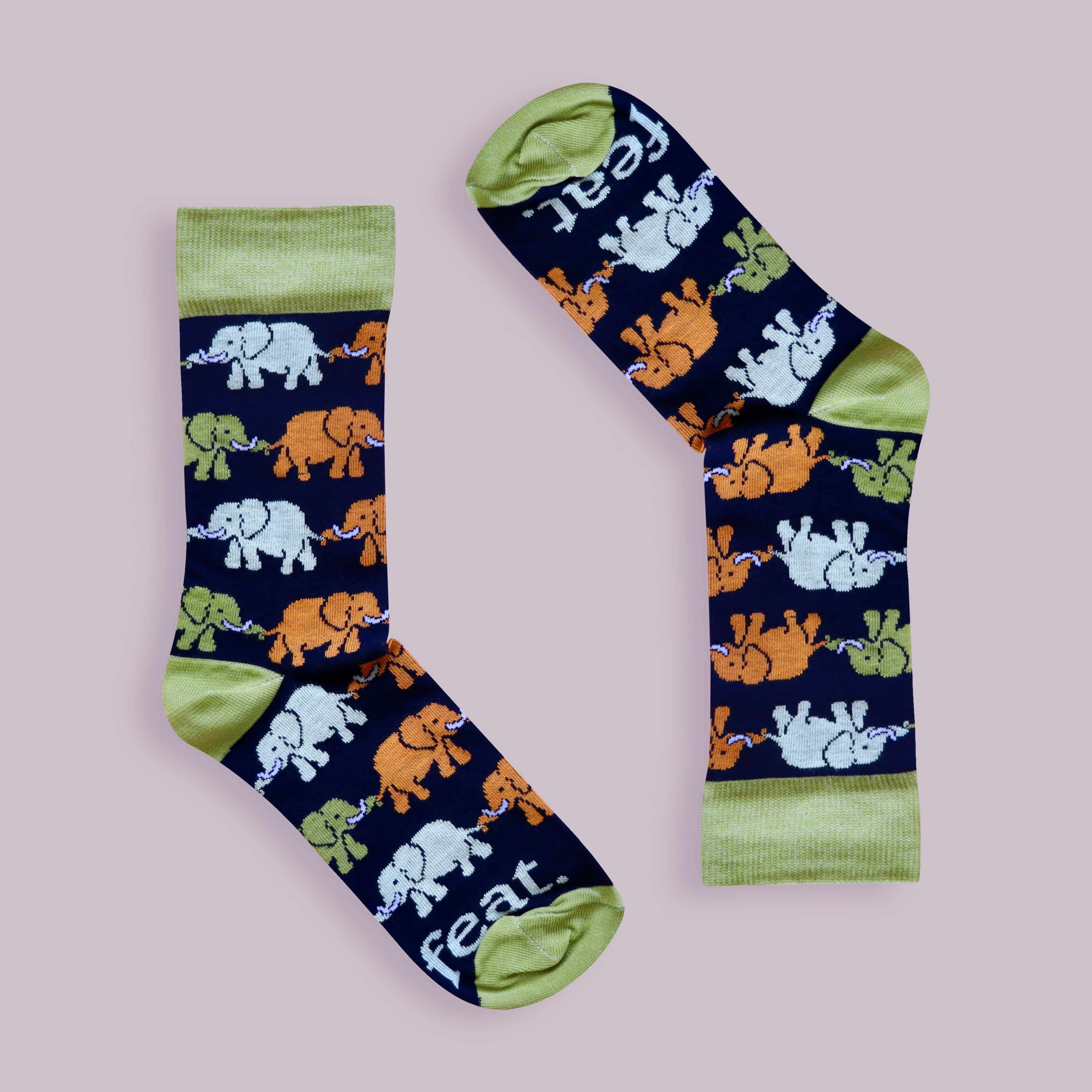 Elephant Train Socks (His & Hers Sizes)