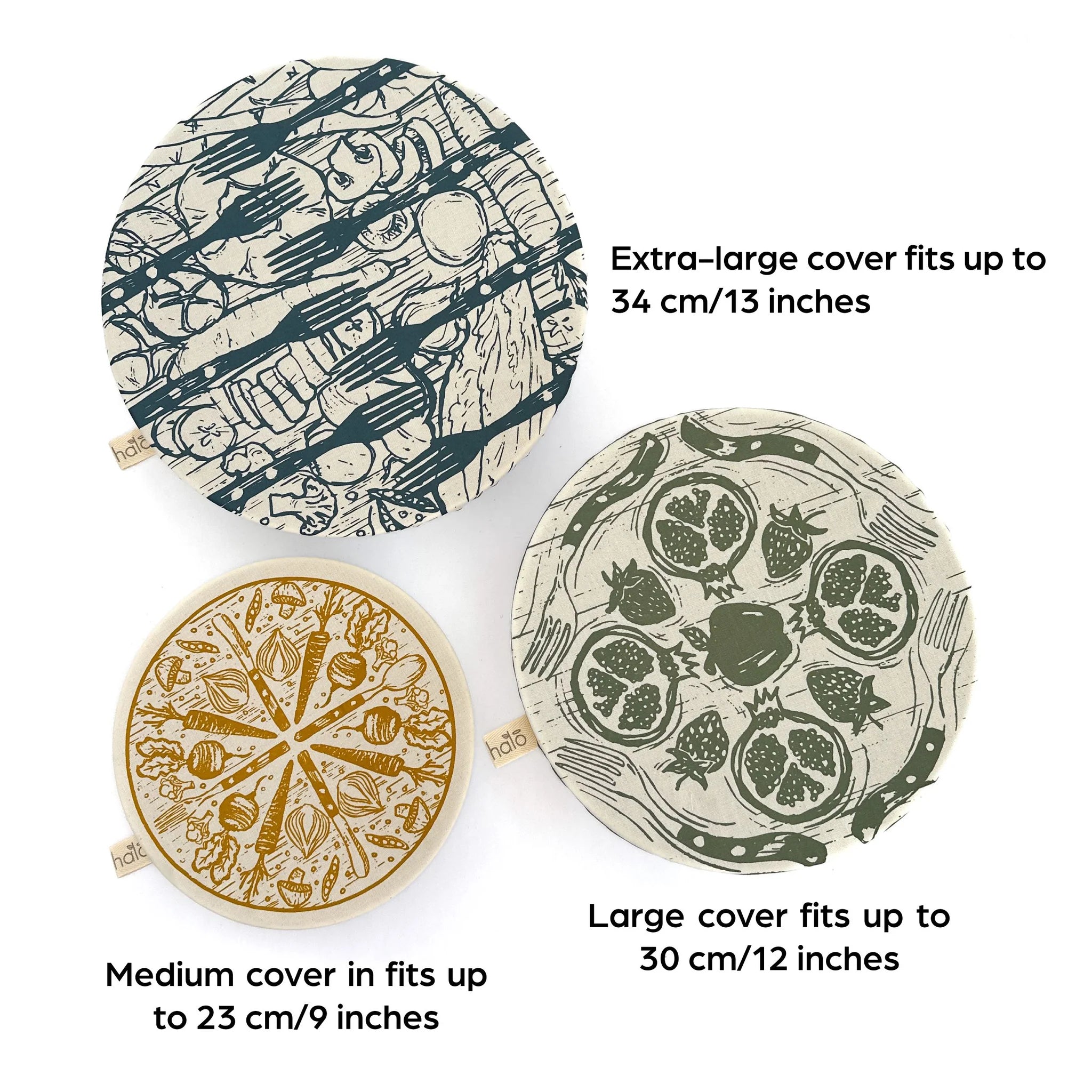 Halo "Farm to Table" Cotton Dish Covers (Large Set of 3)
