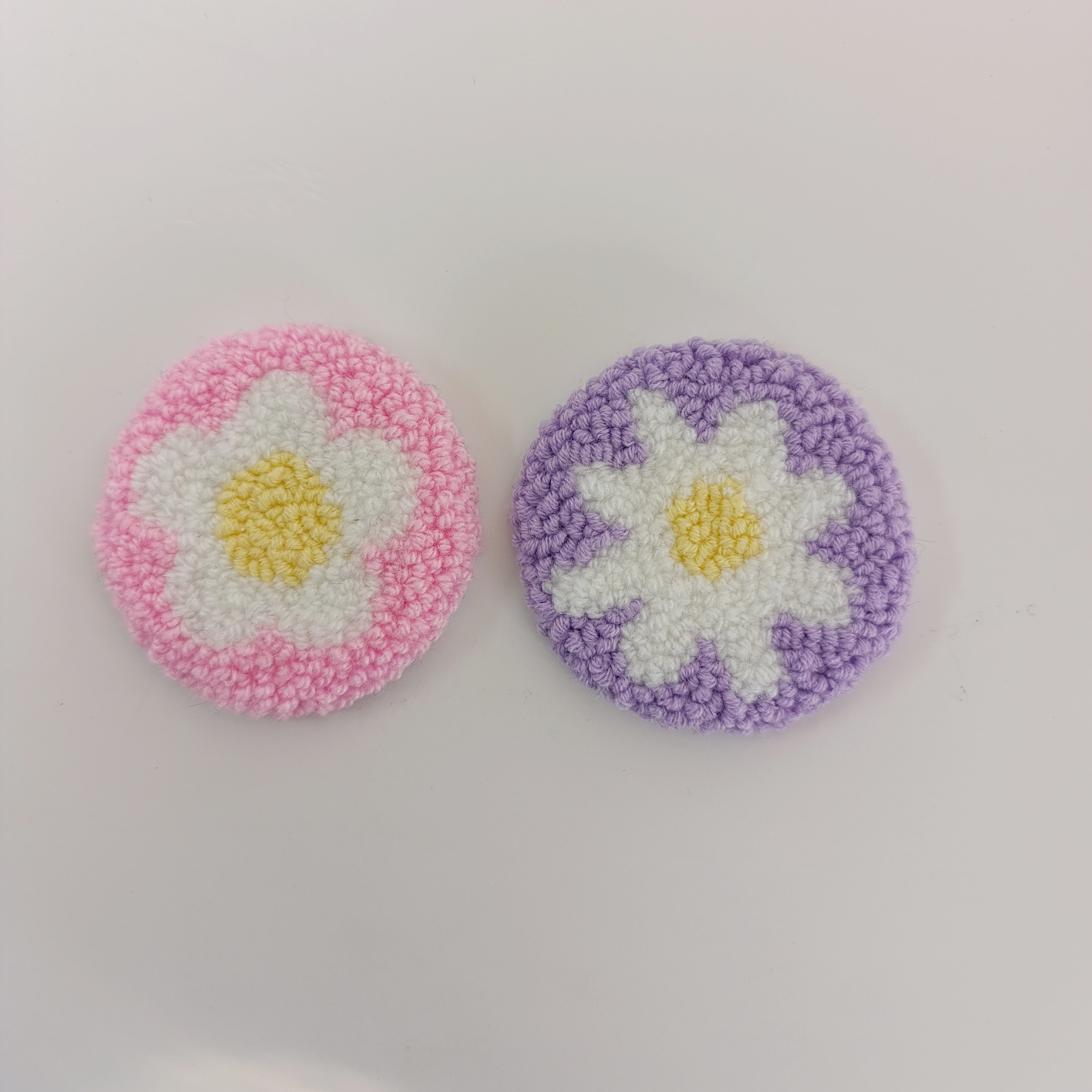 Punch-Needle Car Coasters (set of 2 – assorted styles)