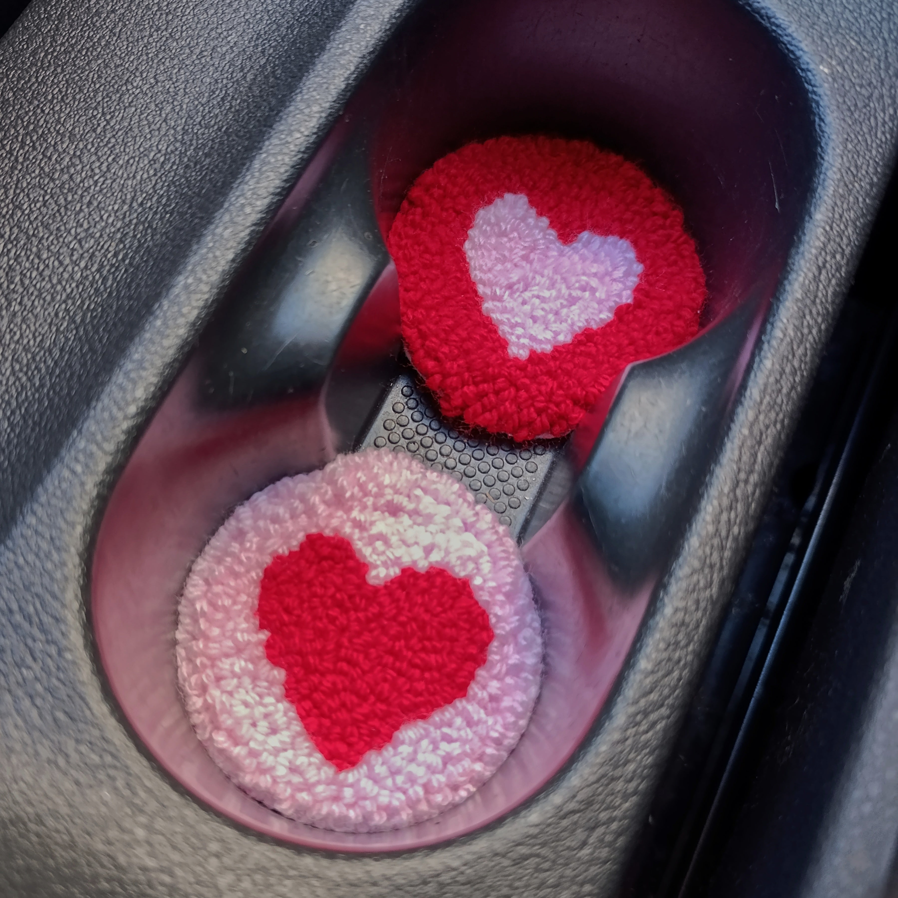 Punch-Needle Car Coasters (set of 2 – assorted styles)