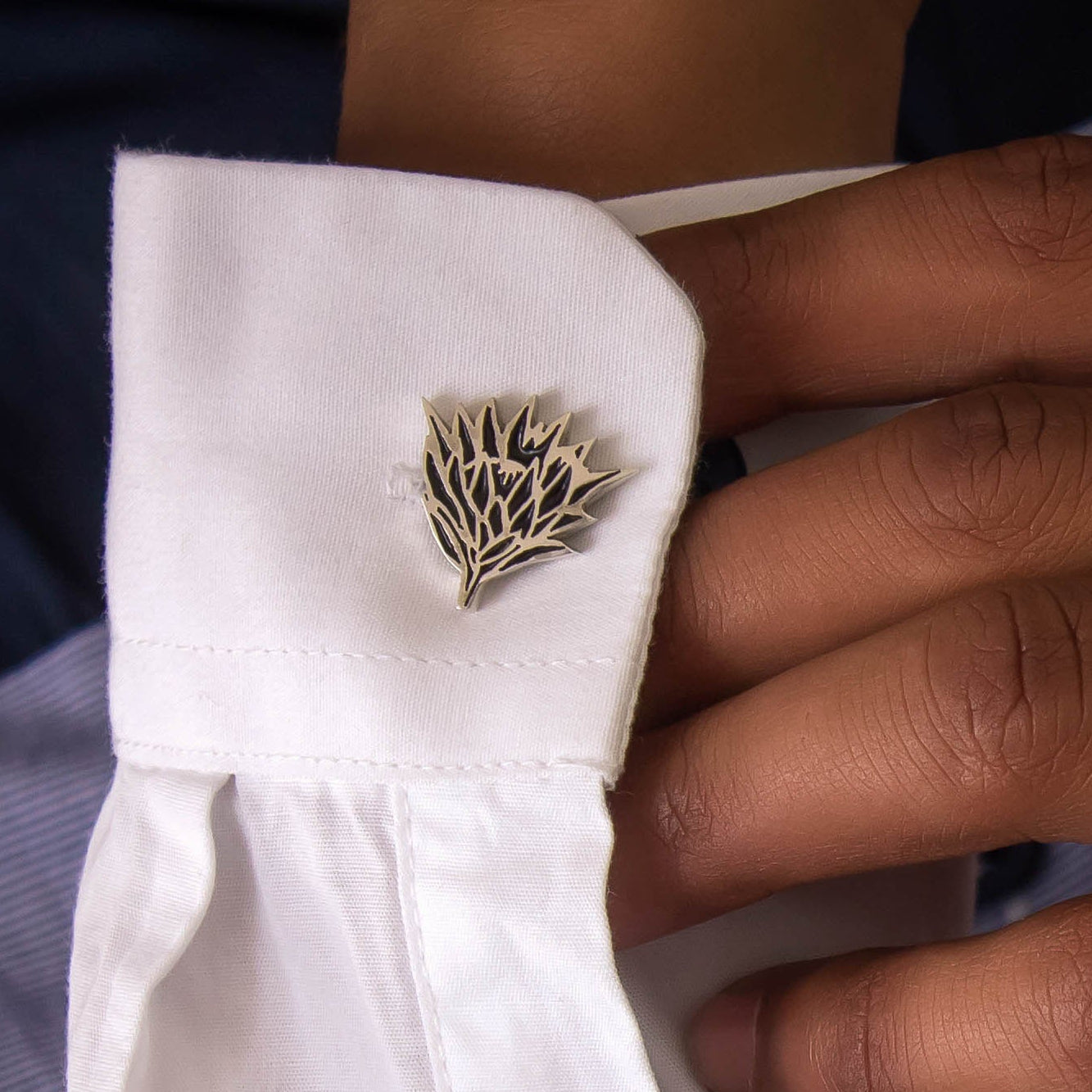 Men's Sterling Silver and Resin Protea Cufflinks