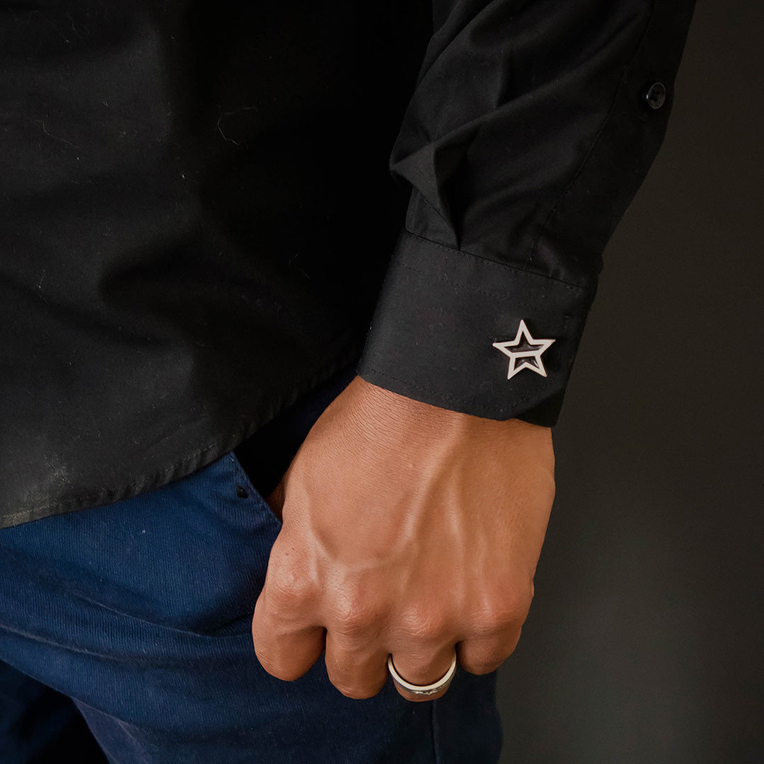 Men's Sterling Silver and Resin Star Cufflinks