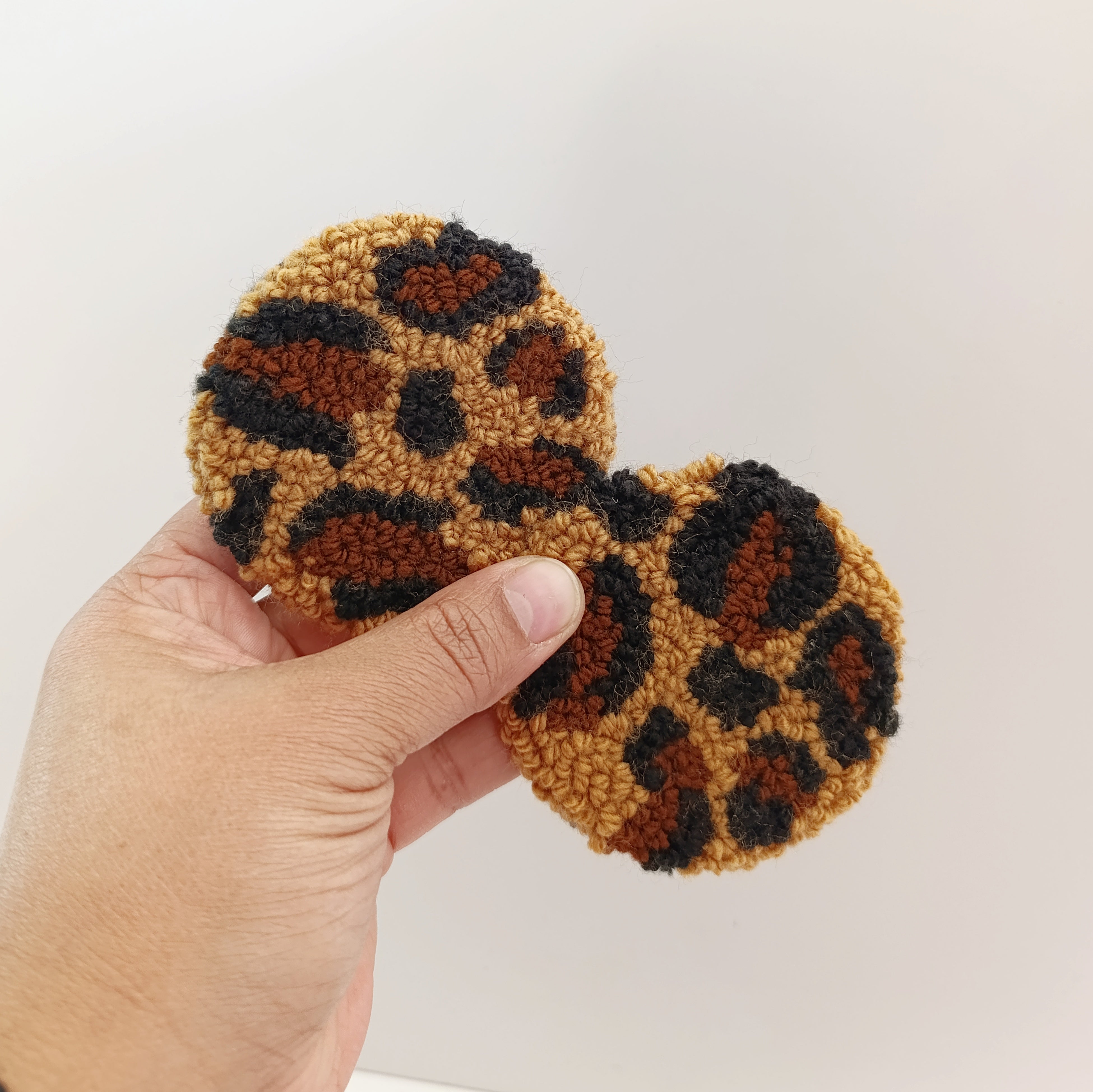 Punch-Needle Car Coasters (set of 2 – assorted styles)