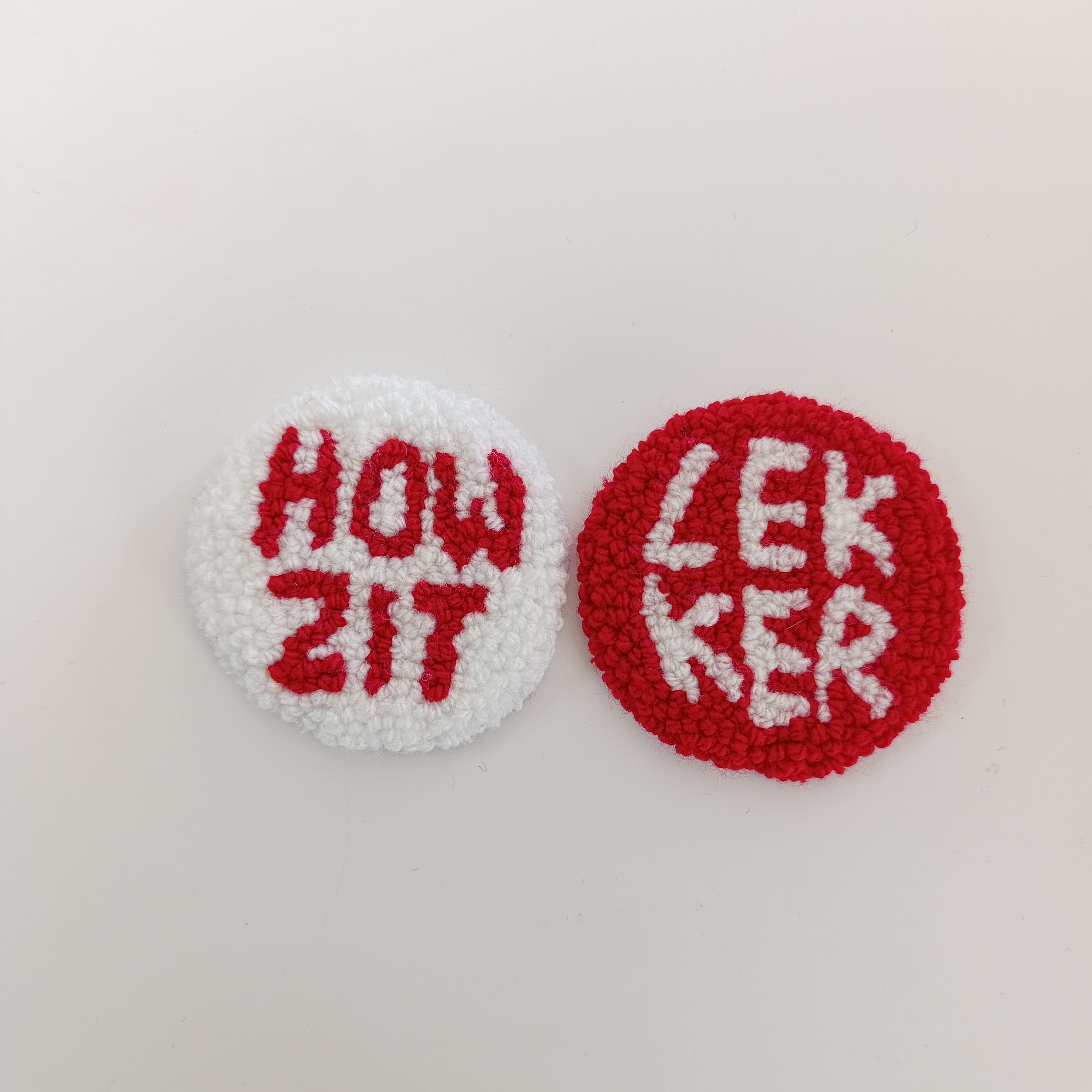 Punch-Needle Car Coasters (set of 2 – assorted styles)