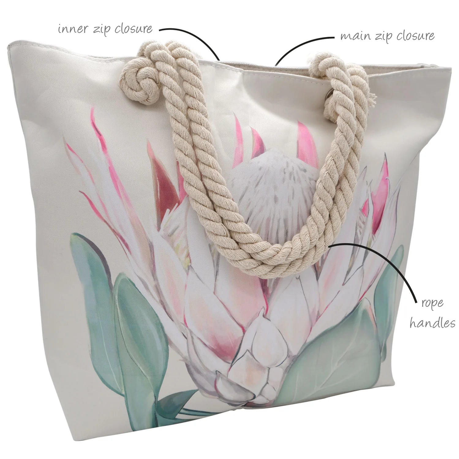 Protea Tote Bag with Rope Handles